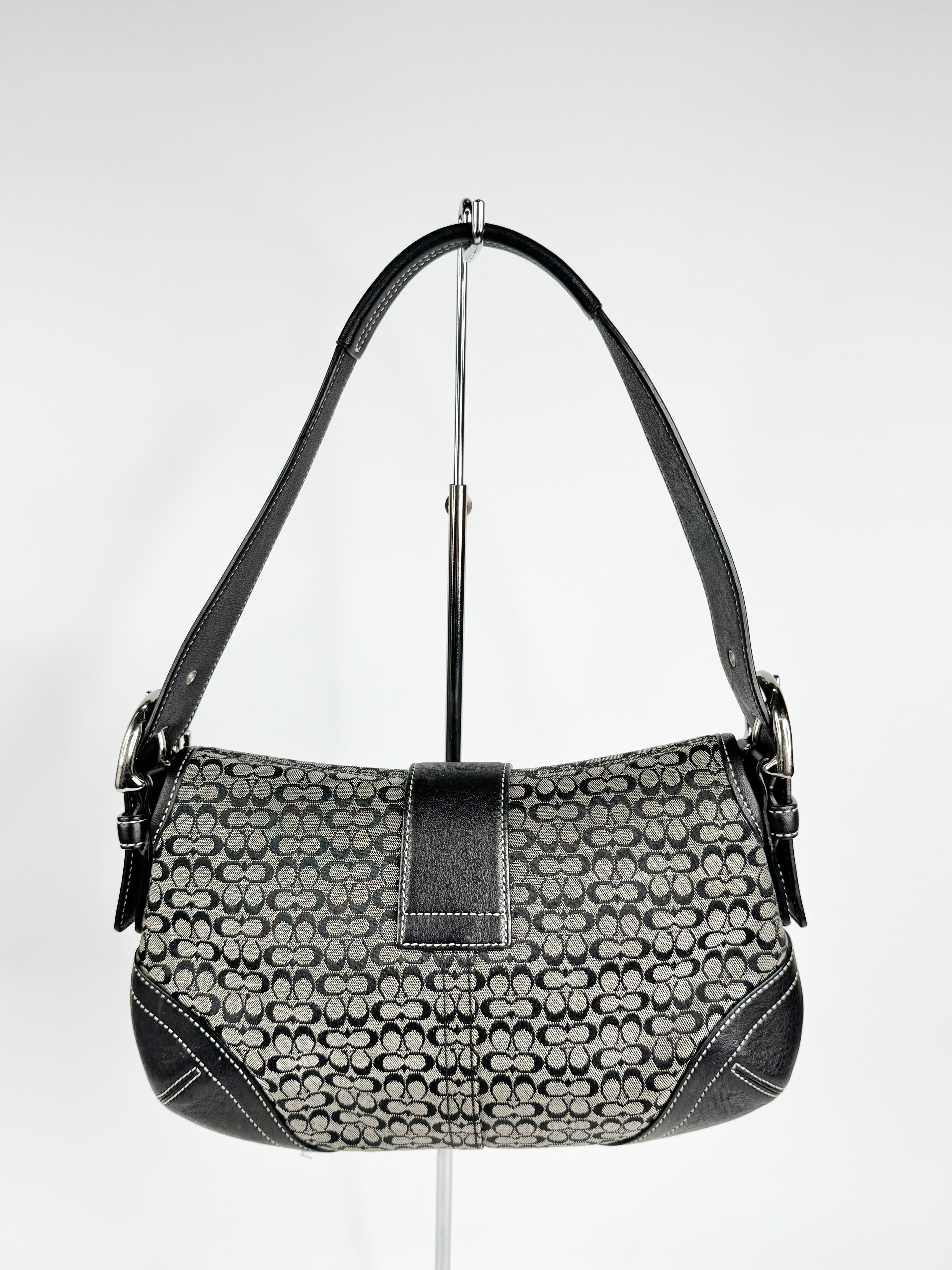 Coach Black & Grey Monogram Mini Bag