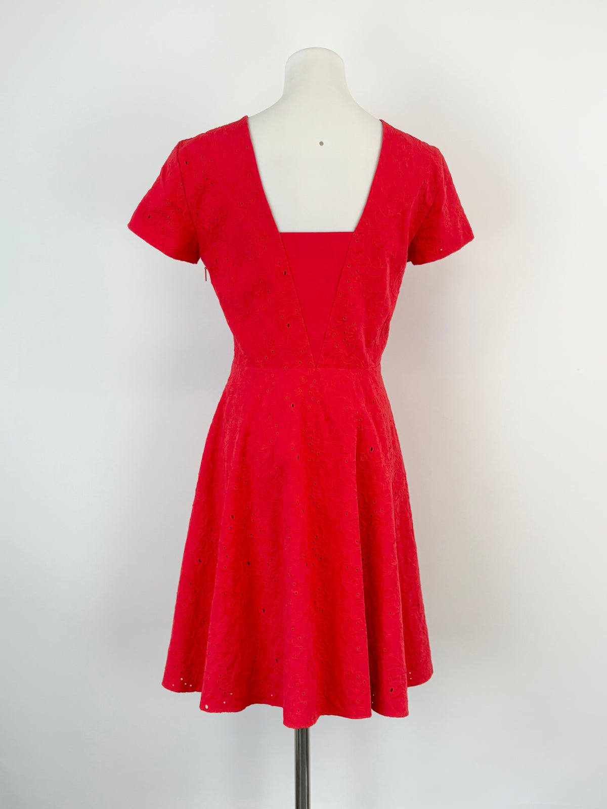 Armani Exchange Red Embroidered-Florals Midi Dress - AU8