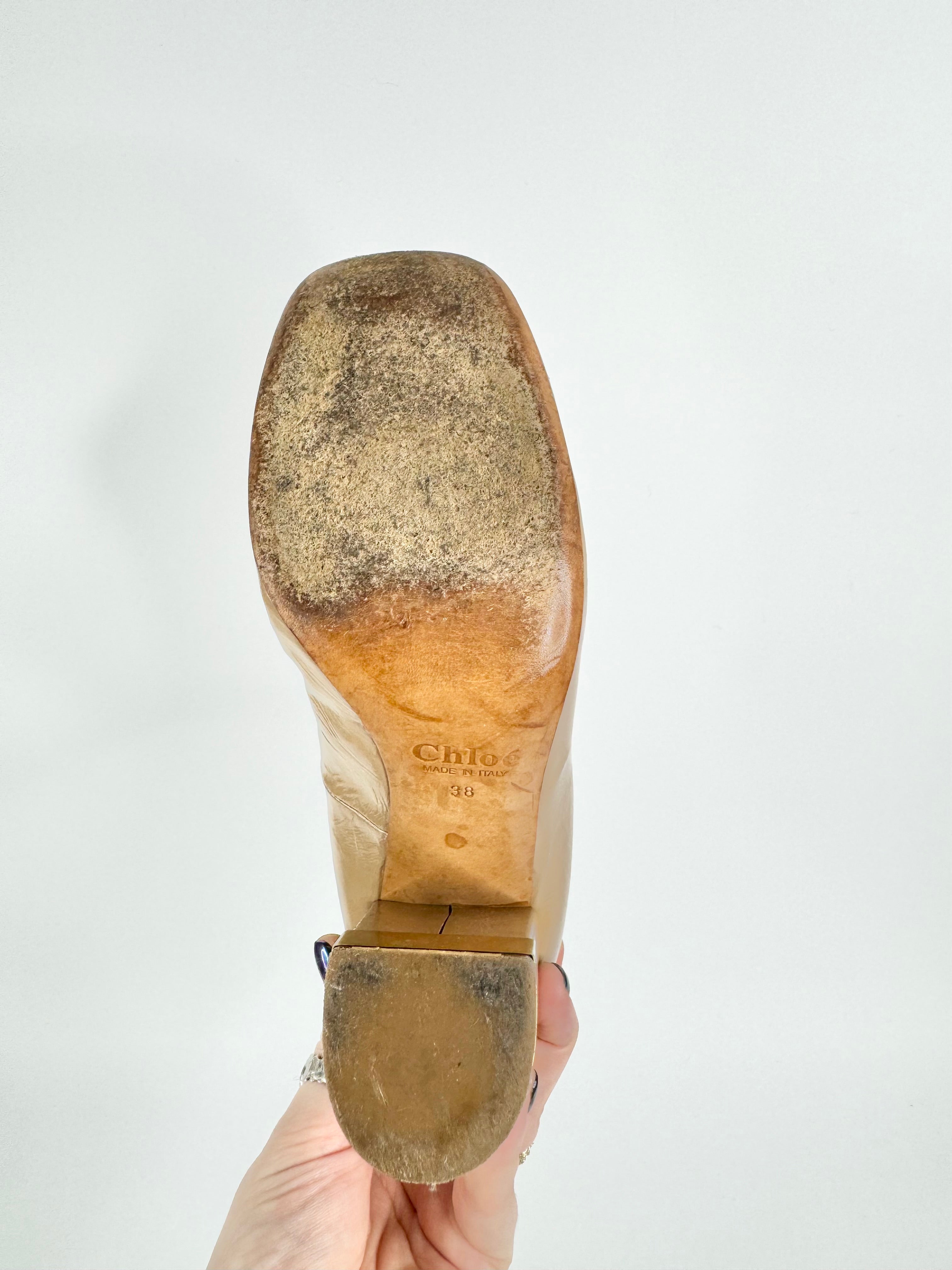 Chloe Latte T-Bar Heels - EU38