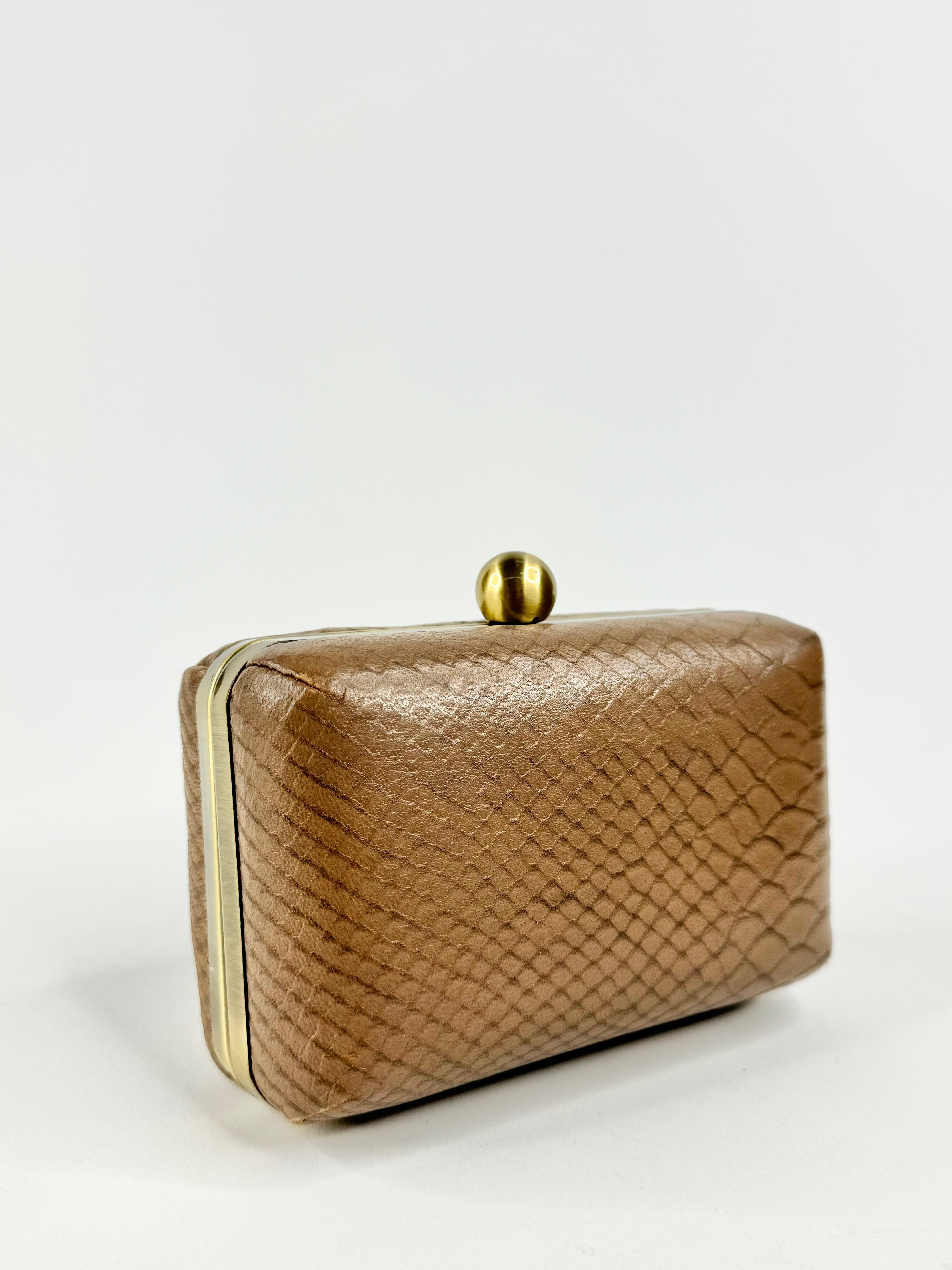 Jigsaw Taupe Leather Clutch