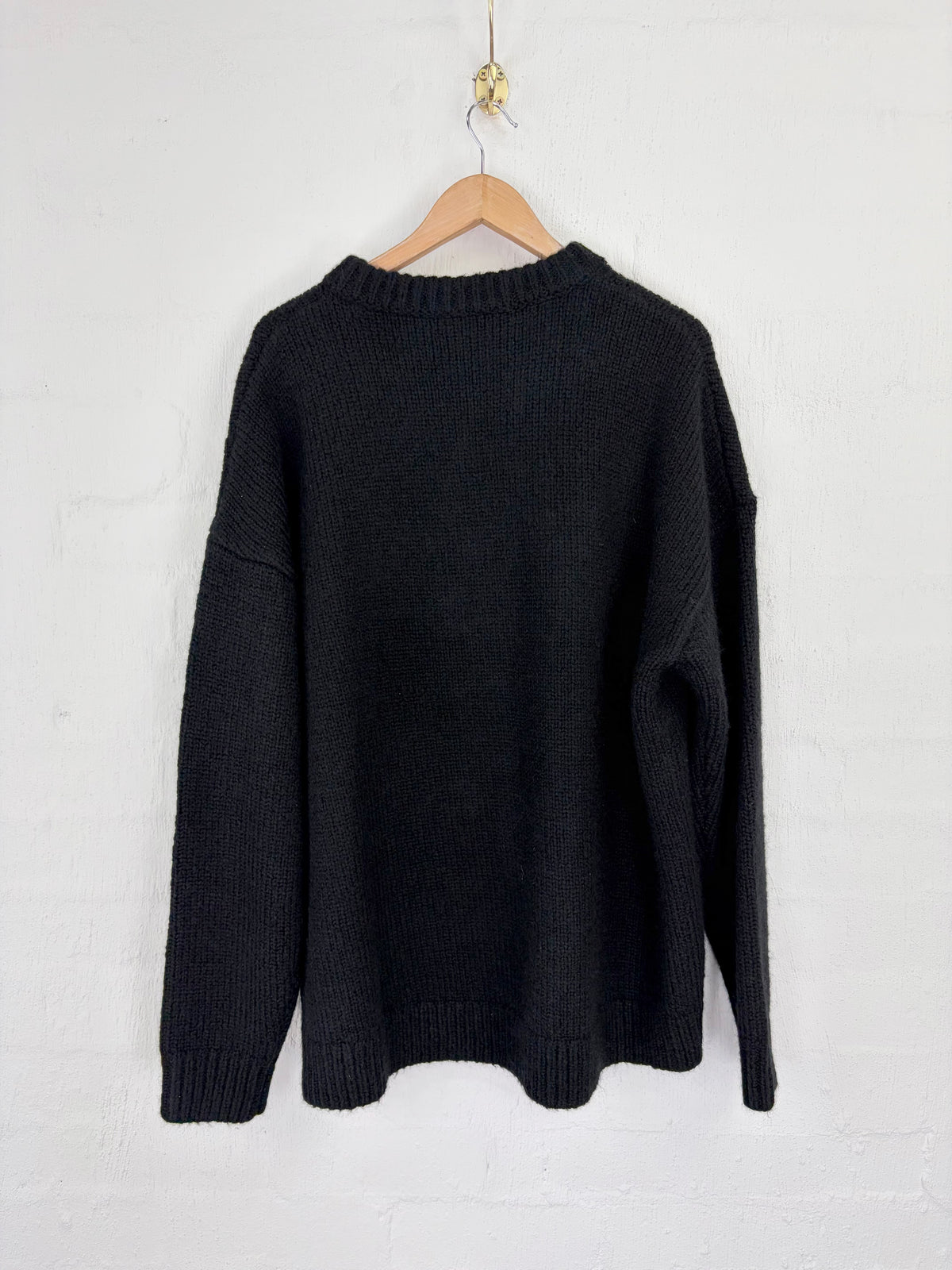 Sir Black Acrylic, Merino & Mohair Blend Fishermens Sweater - AU12/14