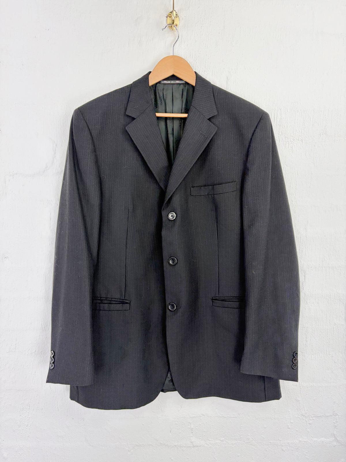 Versace V2 Classic Black Pinstriped Wool Blazer - 54