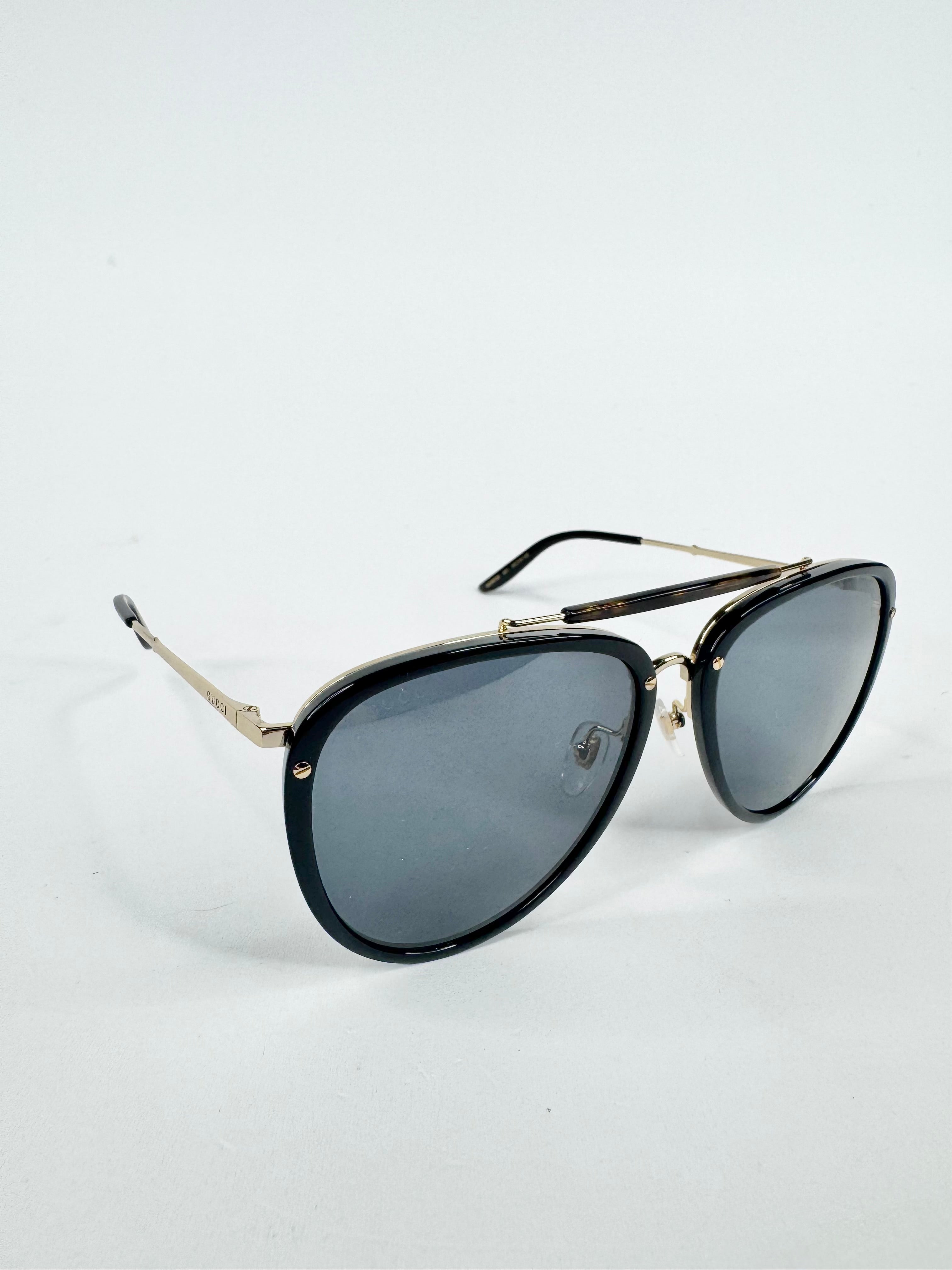 Gucci GG0672S Black & Gold Aviator Sunglasses