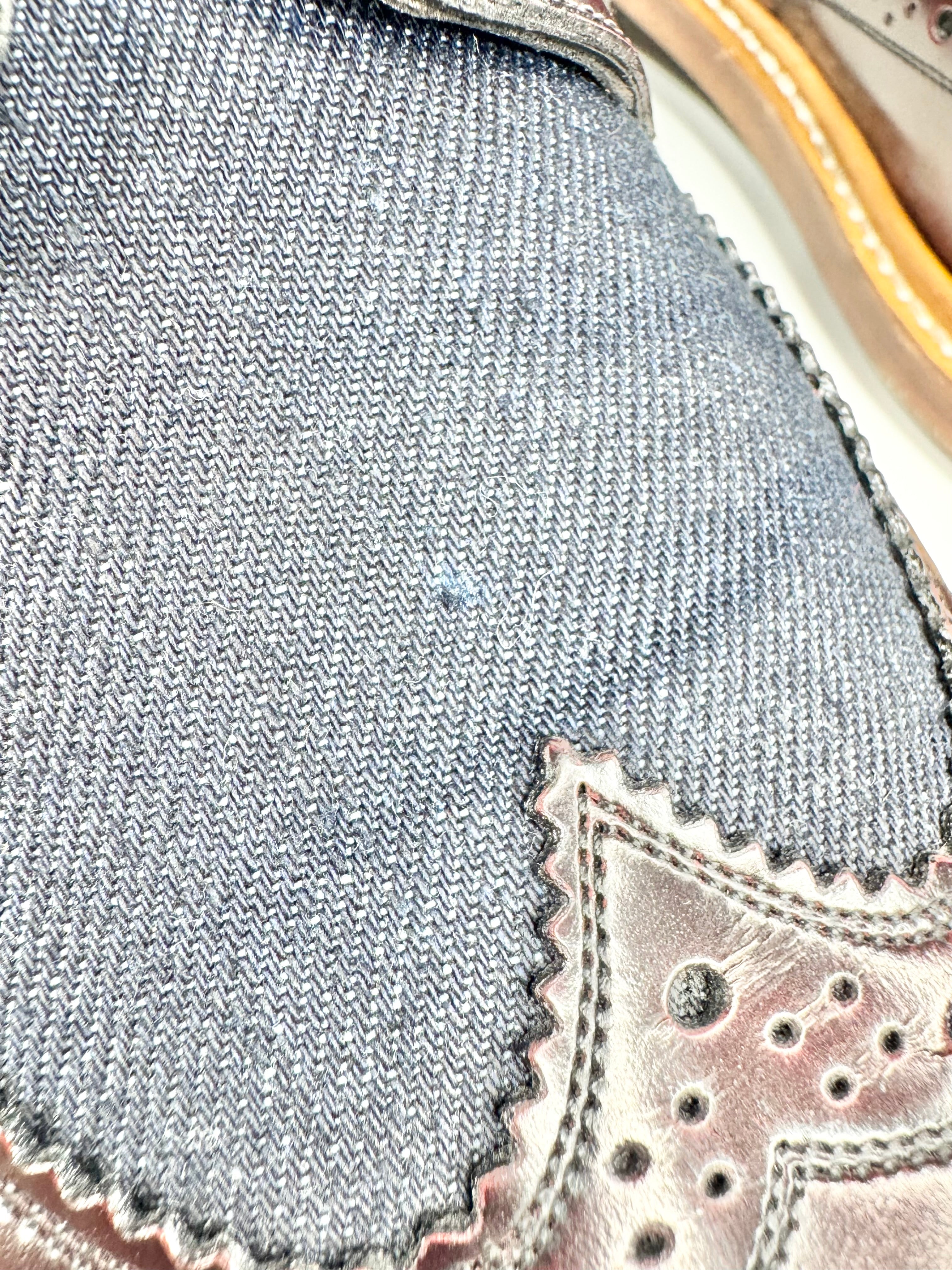 Louis Vuitton 'Voltaire' Denim & Burgundy Leather Derby Shoes - EU43