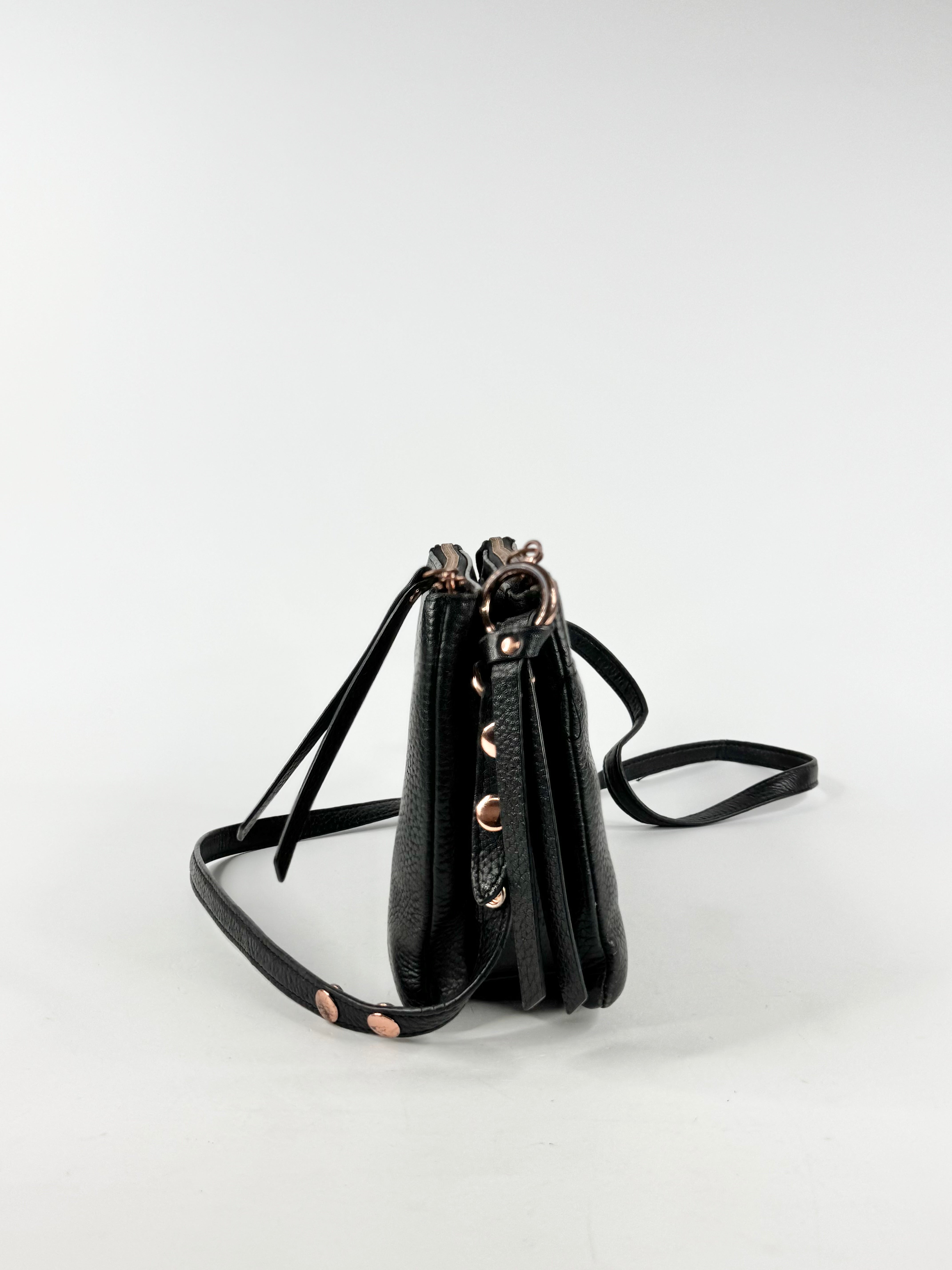Mimco Grained Black Leather Cross Body Bag