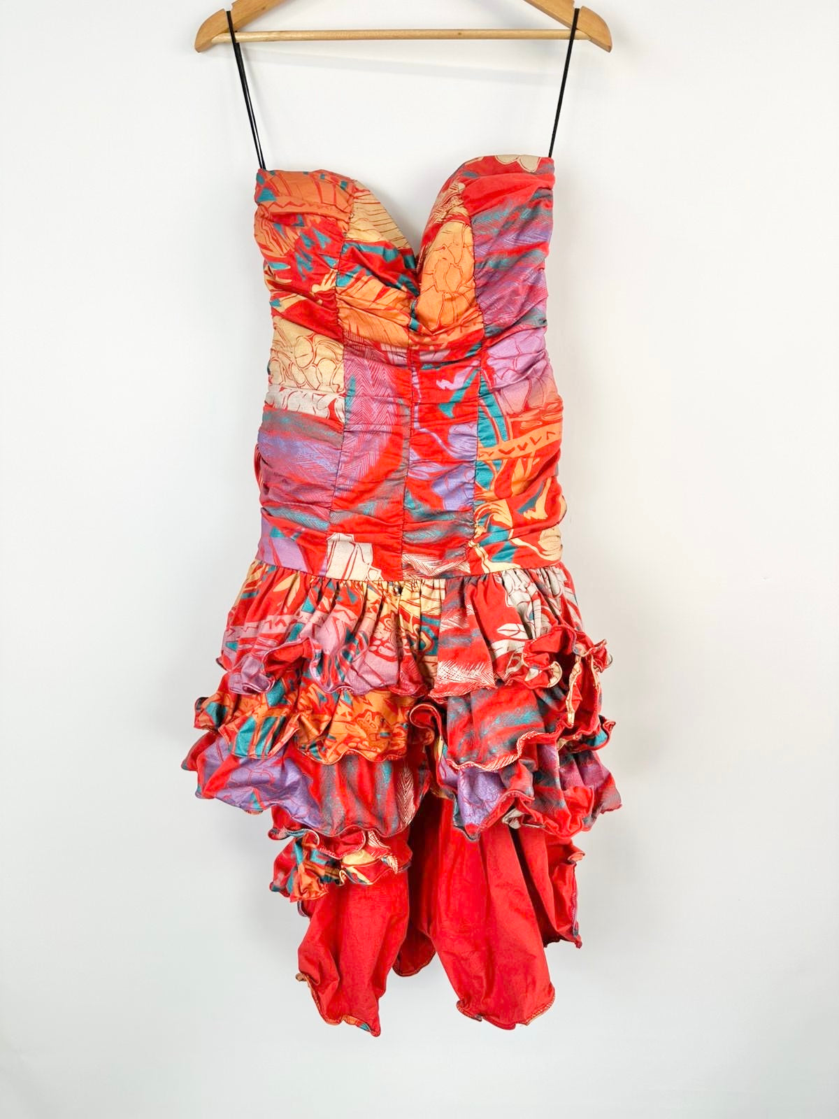 MFW Vintage Studibaker Hawk Strapless Tiered Cocktail Dress - AU12
