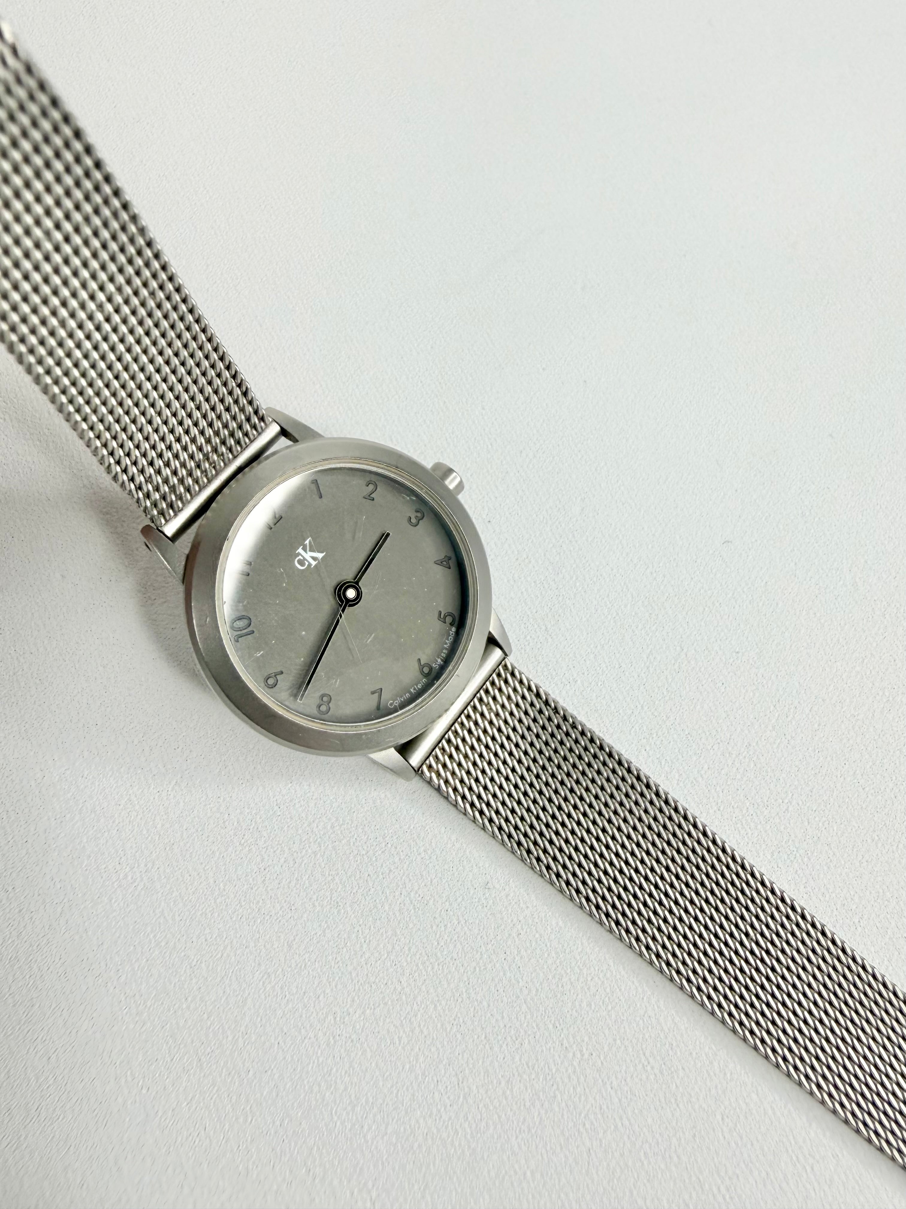 Vintage 90s Calvin Klein CK Swiss-Made Matte Grey Watch