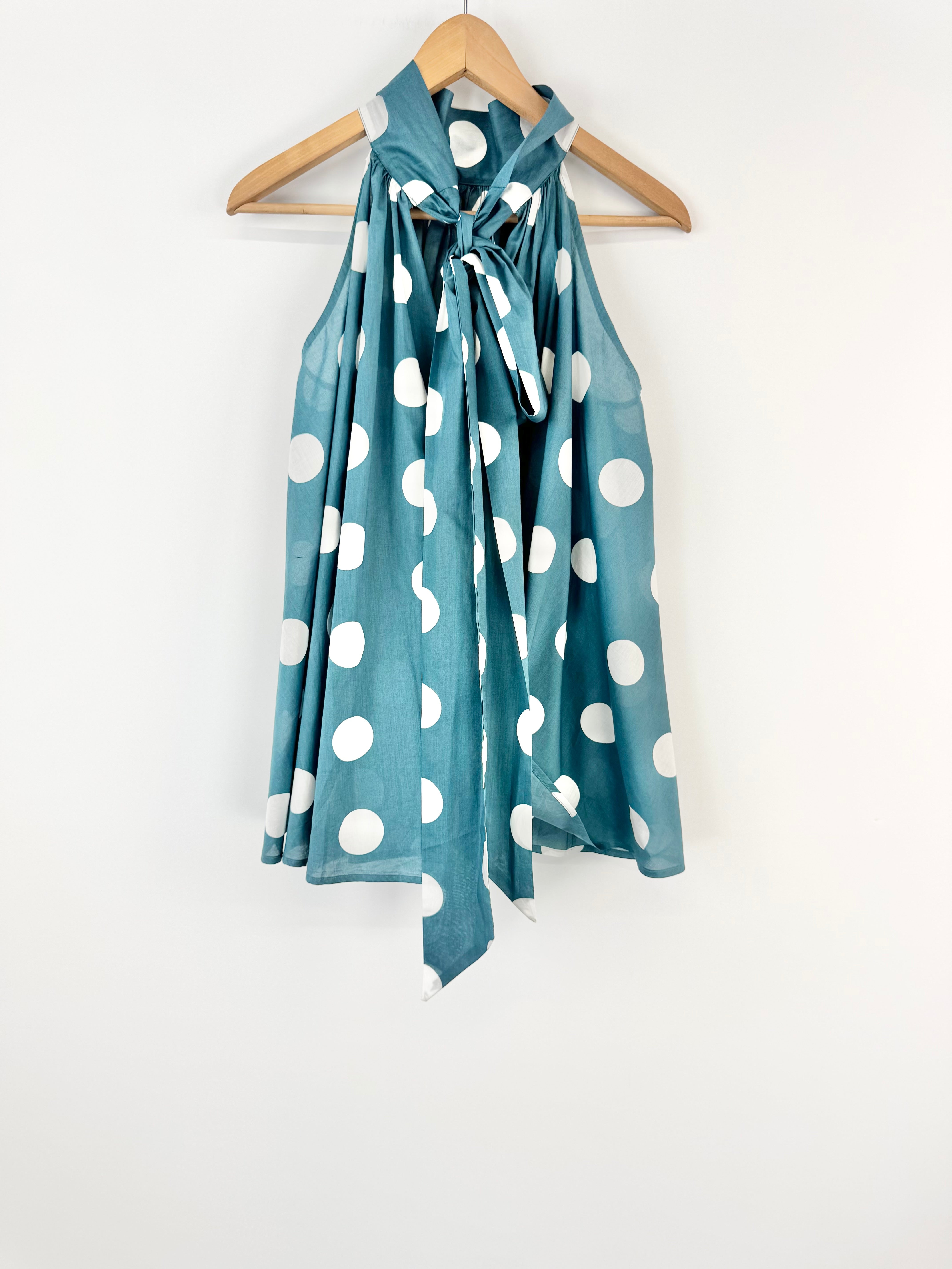 Morrison Teel Polka Dot Pussy Blouse Sleeveless Blouse - AU8/10