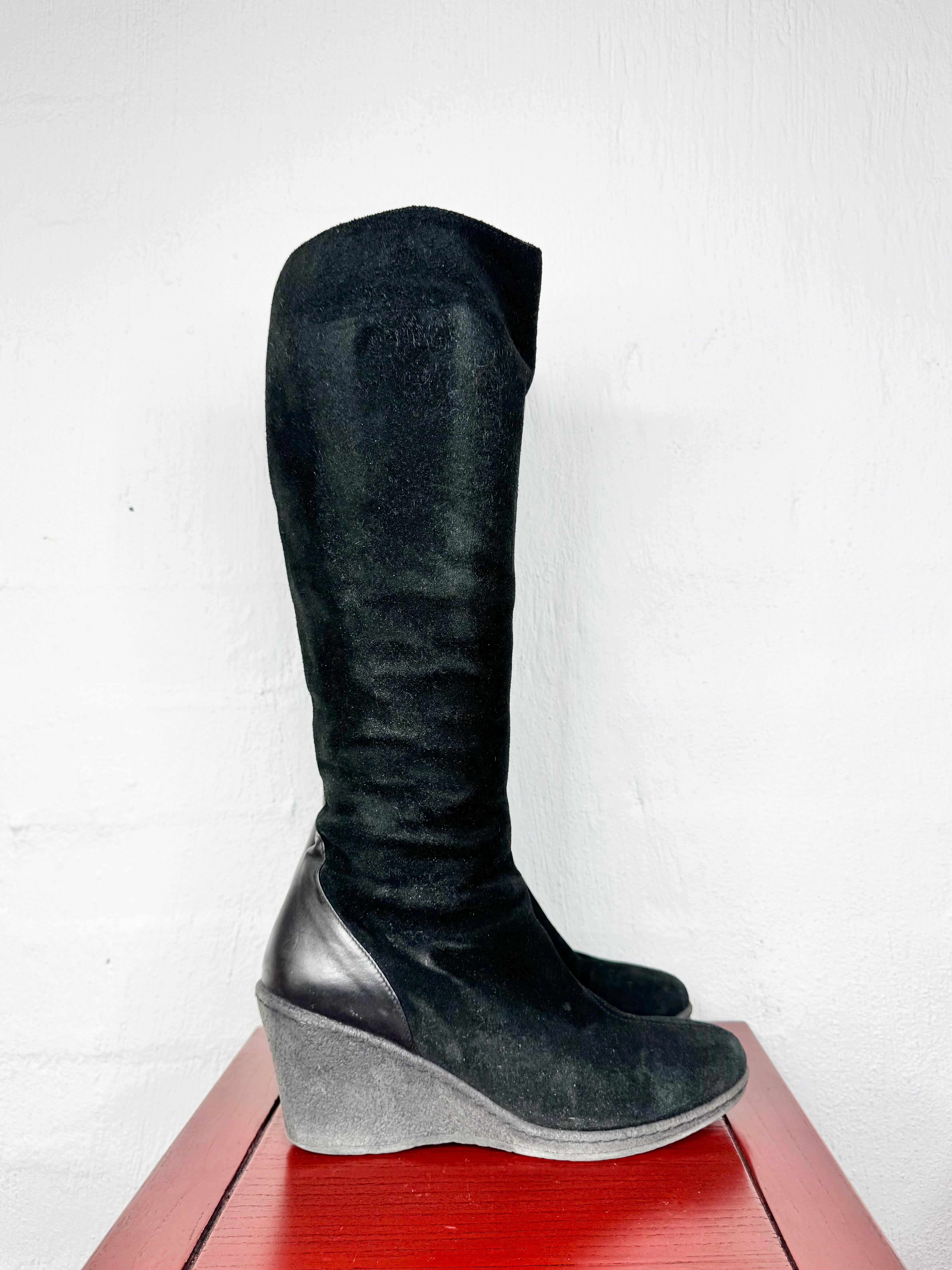 Aquatalia by Marvin K Black Wedge Knee-High Boots - EU39