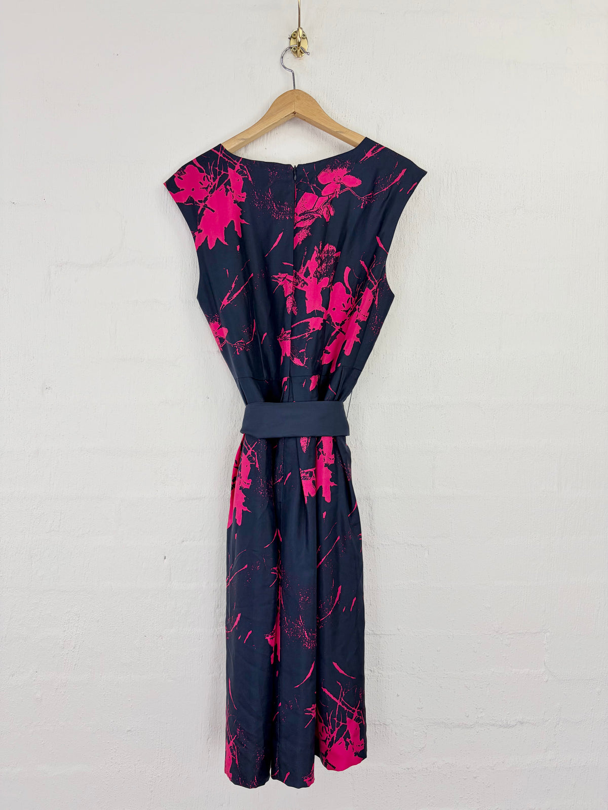 Sportscraft Signature Navy & Fuschia Silk Dress - AU8/10