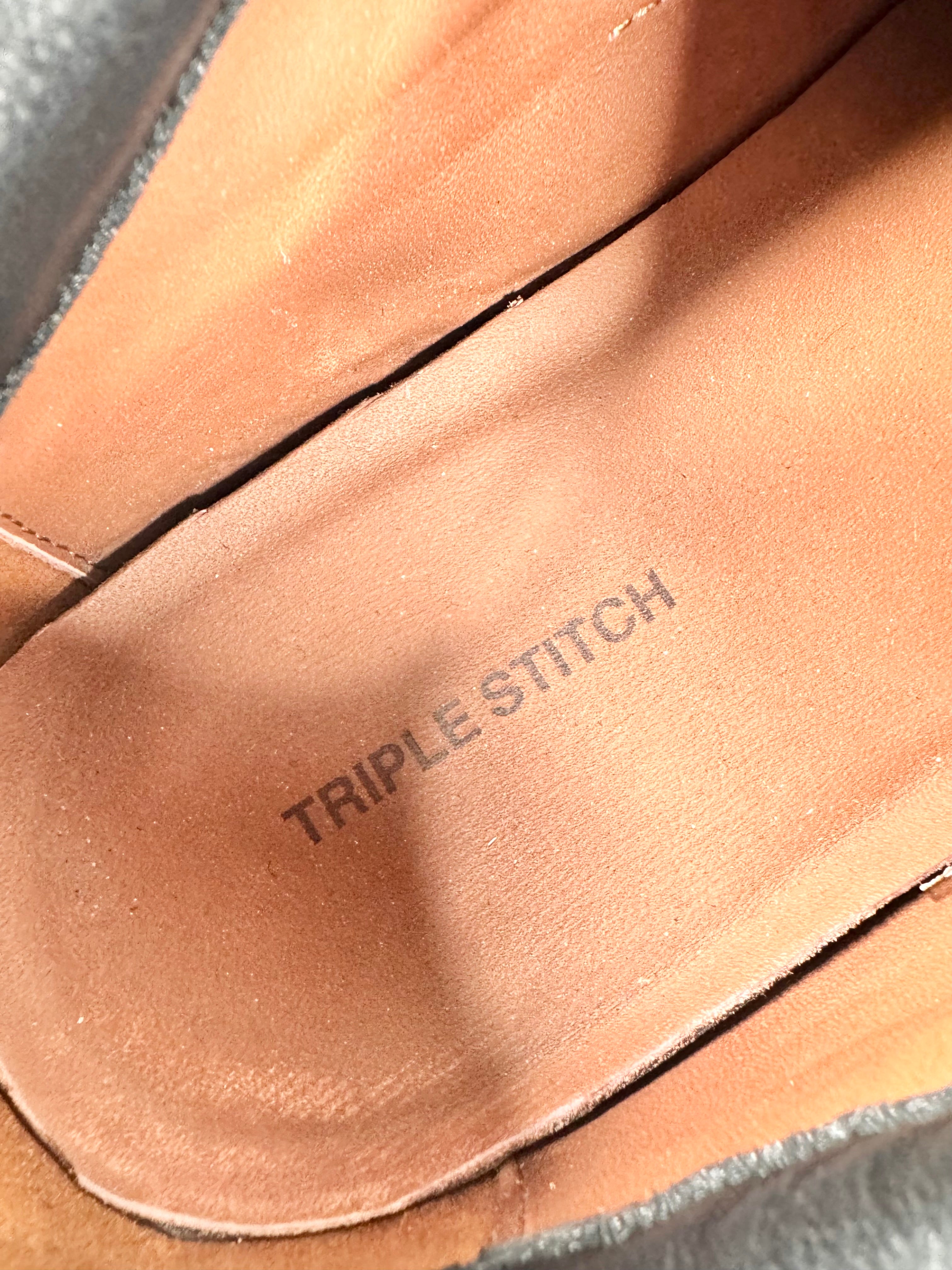 Zegna Black 'Triple Stitch' Monte Rubber Leather Slip on Sneakers - EU40