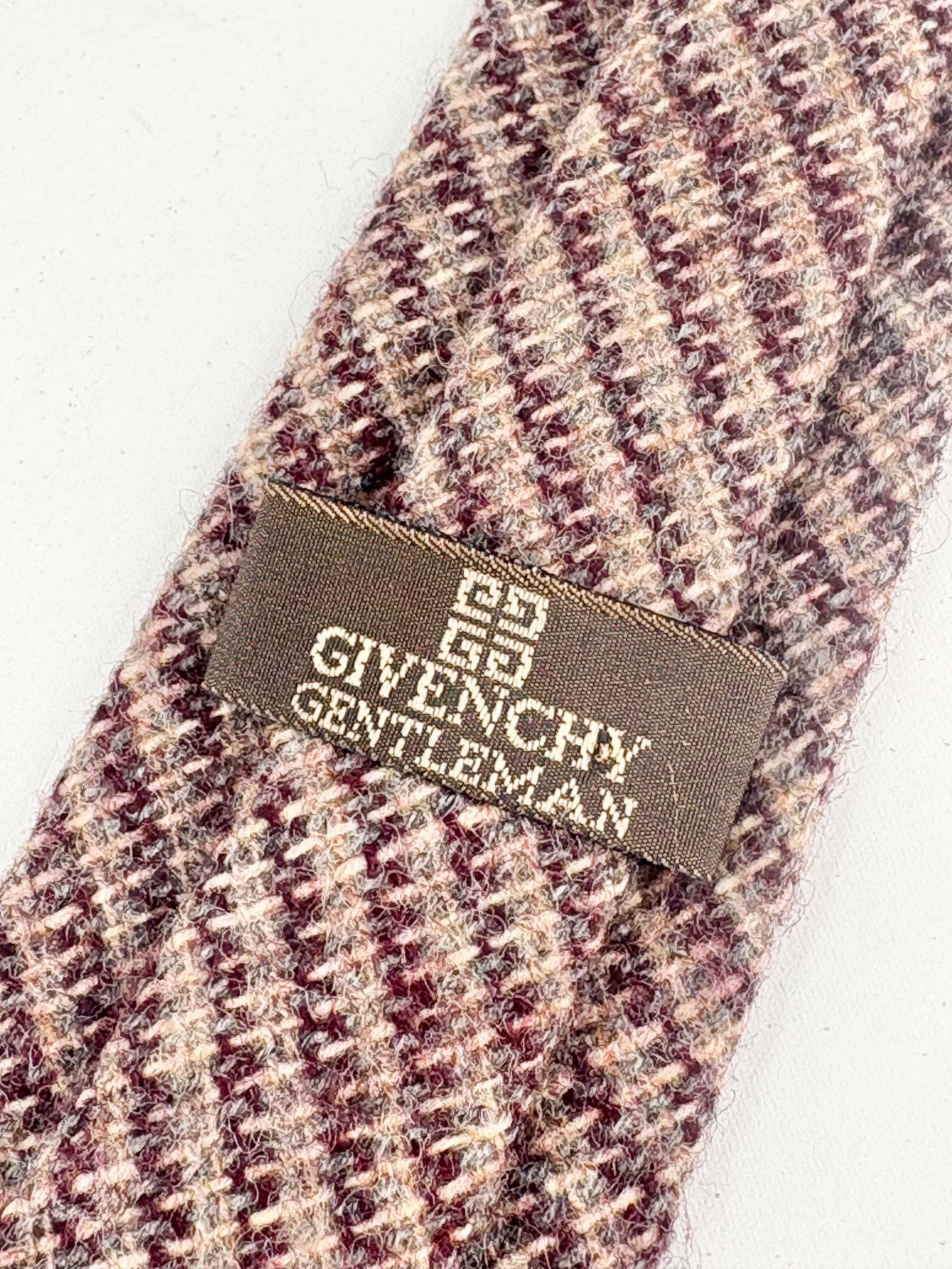 Vintage Givenchy Gentleman Beige & Maroon Stripe Wool Tie