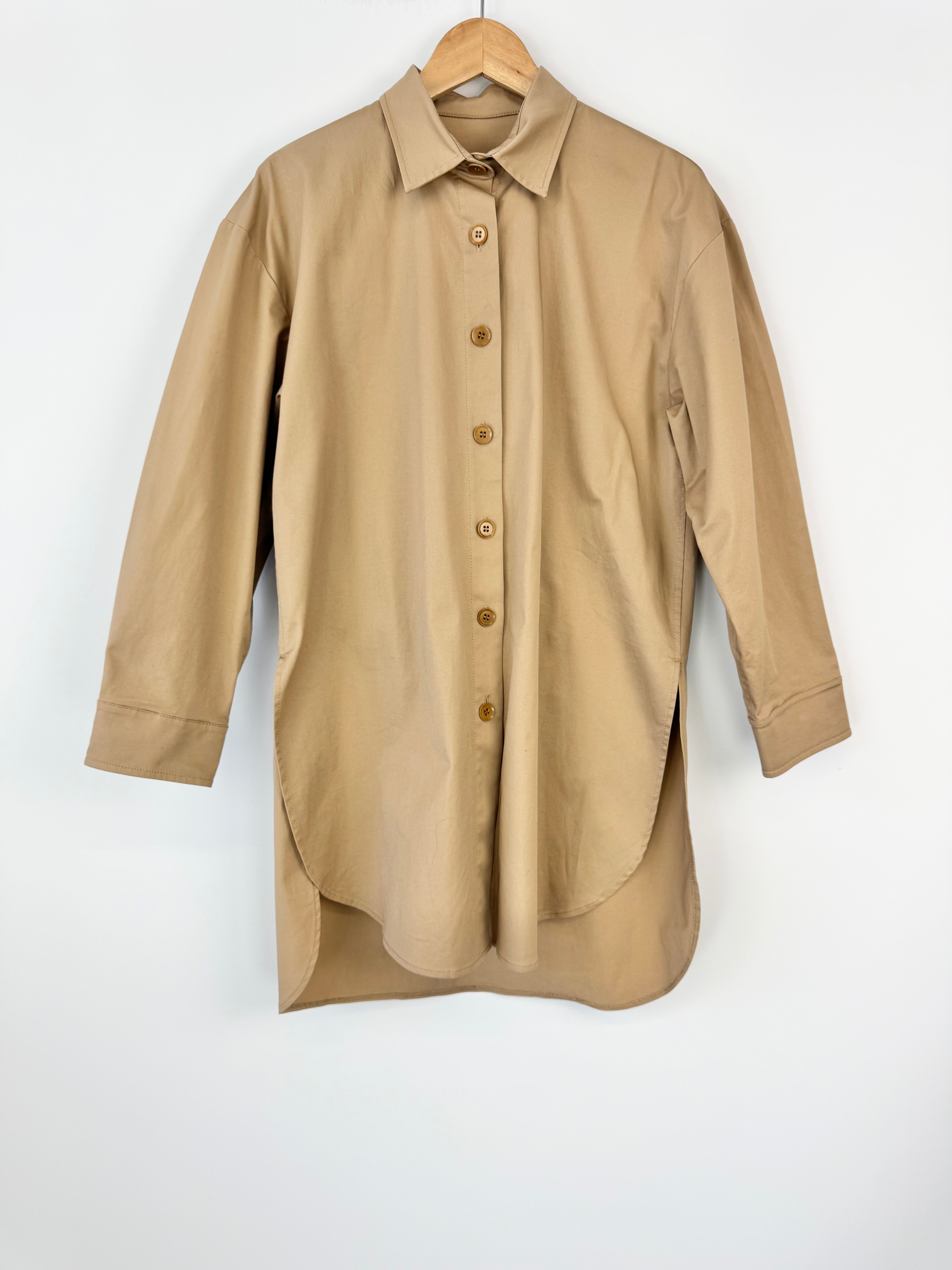 Scanlan Theodore Fawn Cotton Shirt Dress - AU8/10