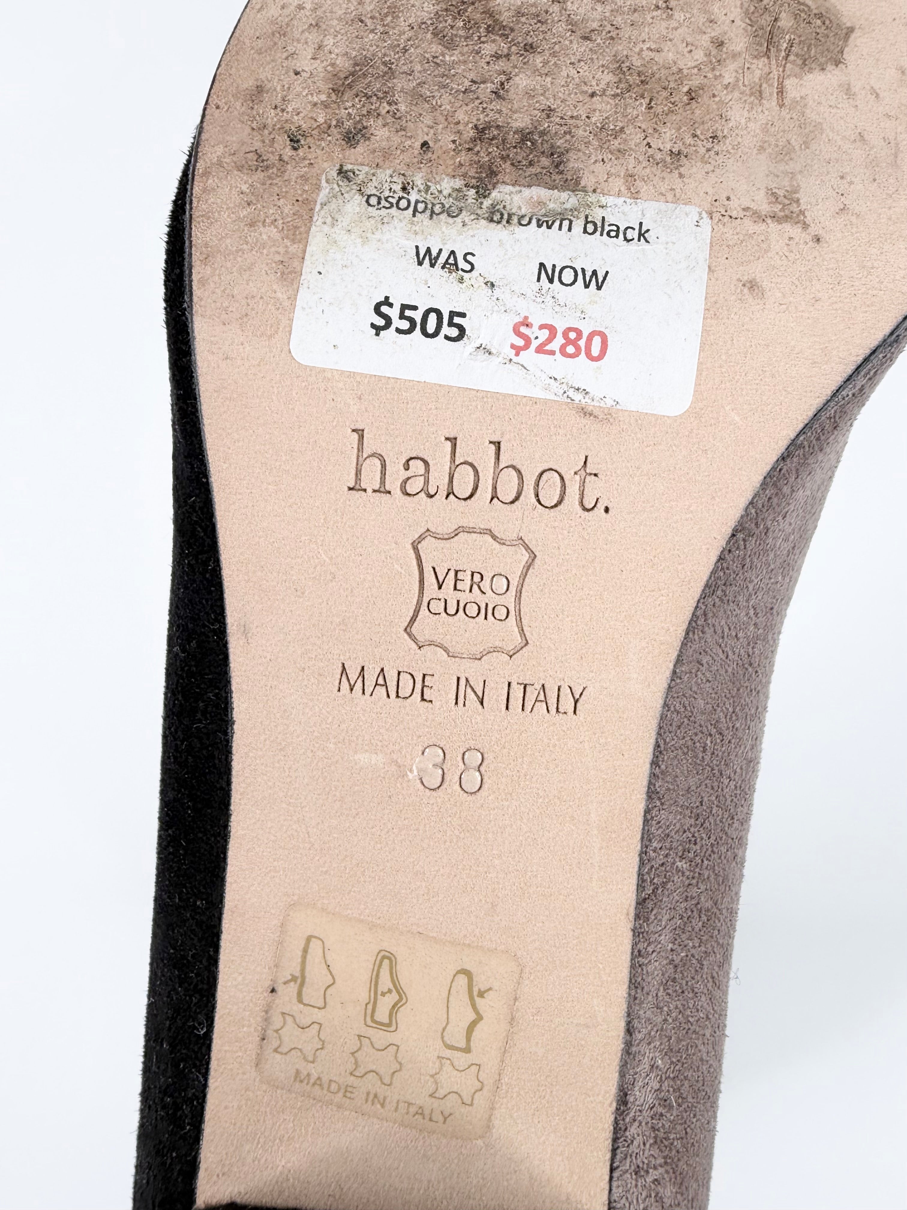 Habbot Taupe & Black Duotone Suede Knee High Boots - EU38