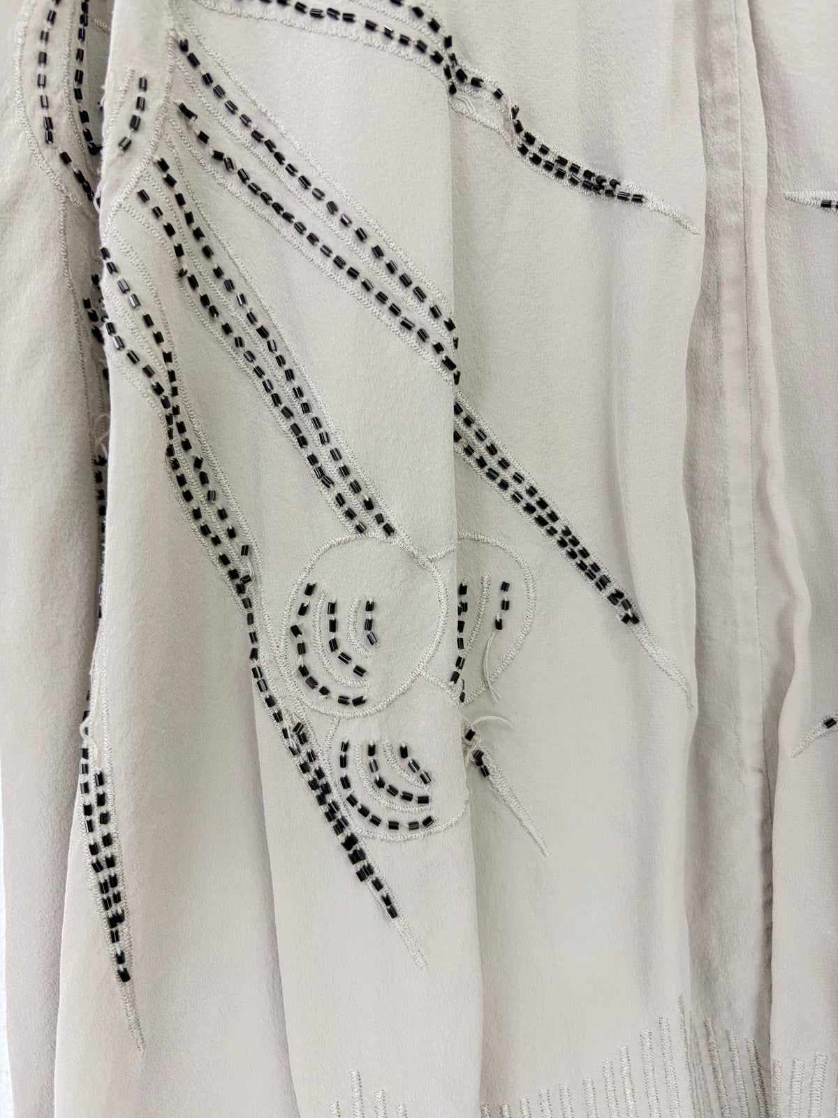 Kachel Silk Beaded Taupe Dress - AU10