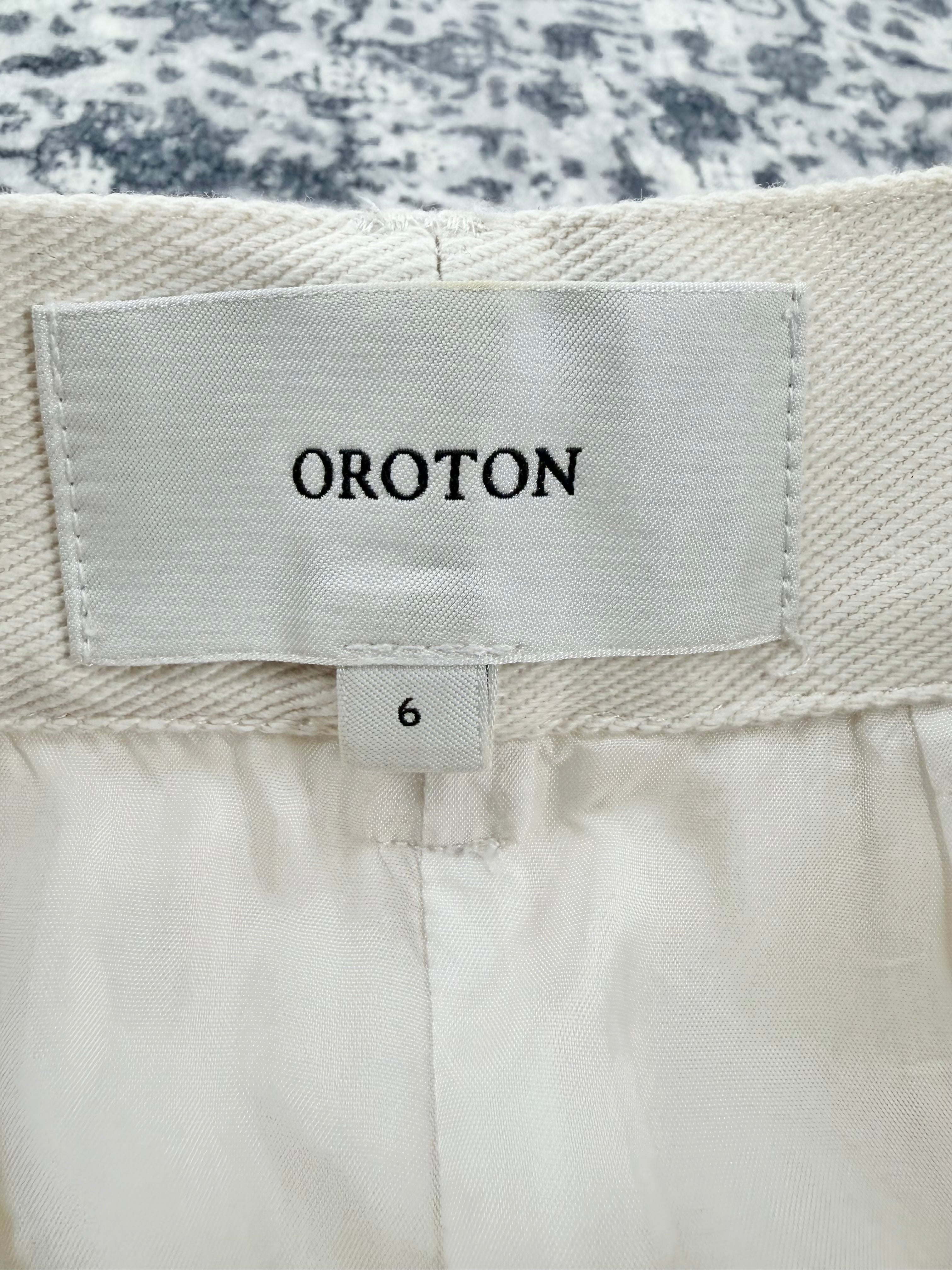 Oroton Vanilla Cotton Twill Cargo Skirt - AU6