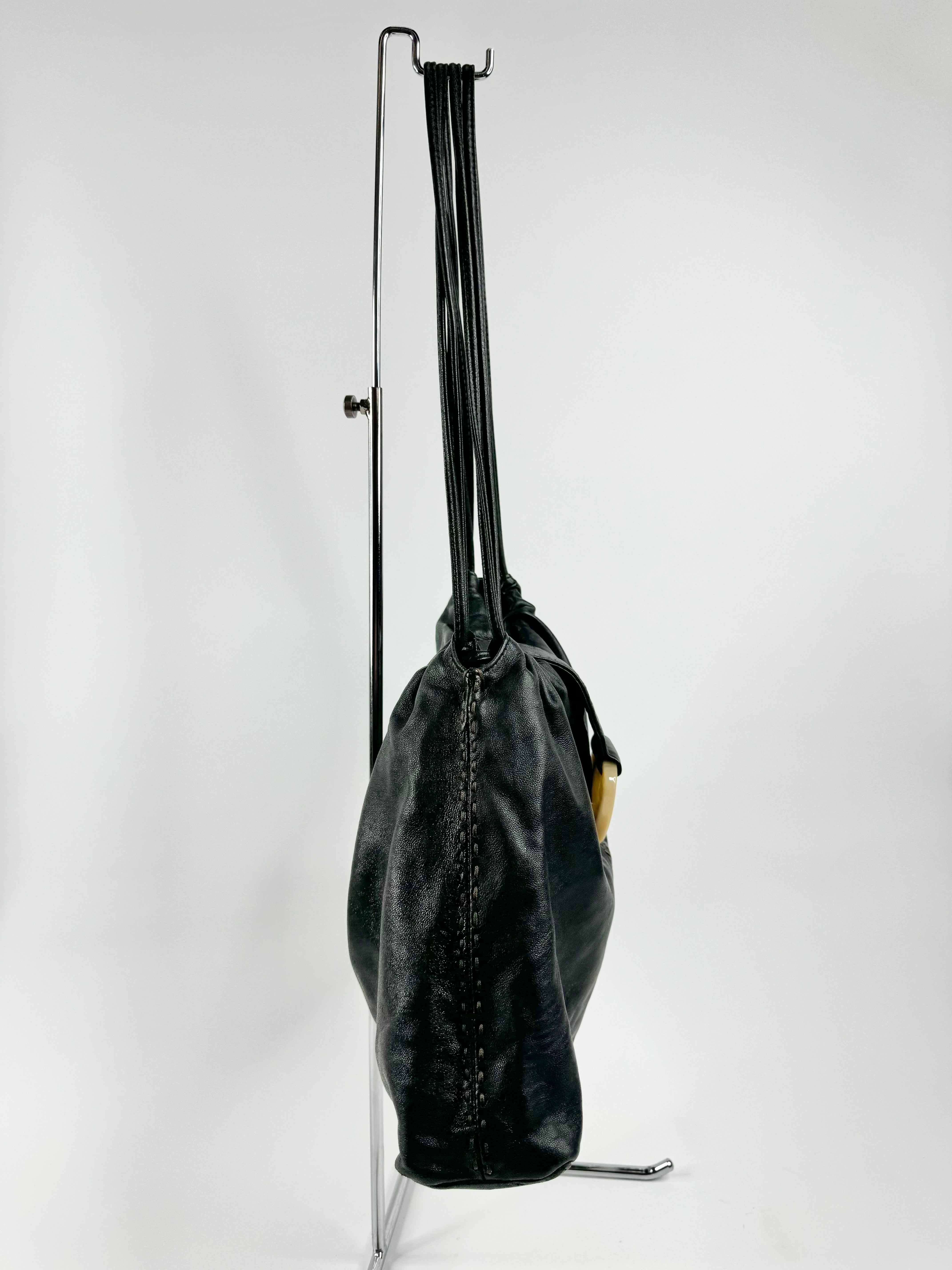Oroton Buttery Black Leather Bag
