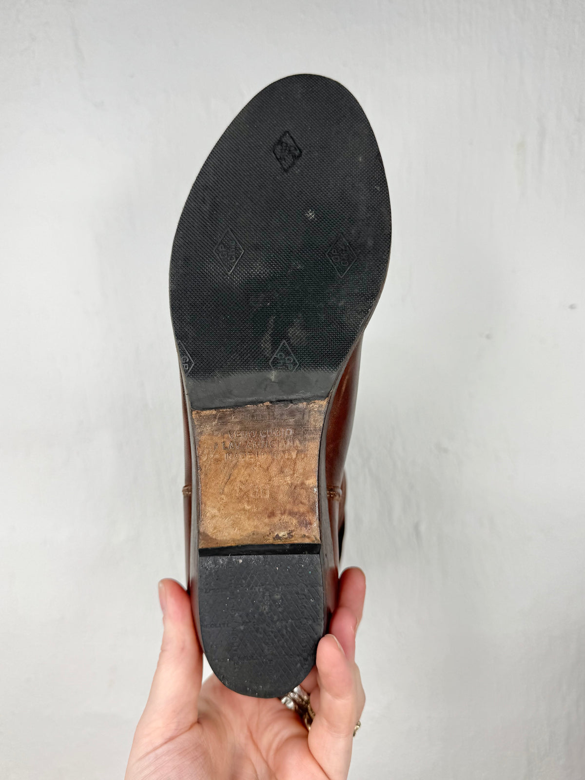 Vintage Buttero Mahogany Leather & Fur Boots - EU36
