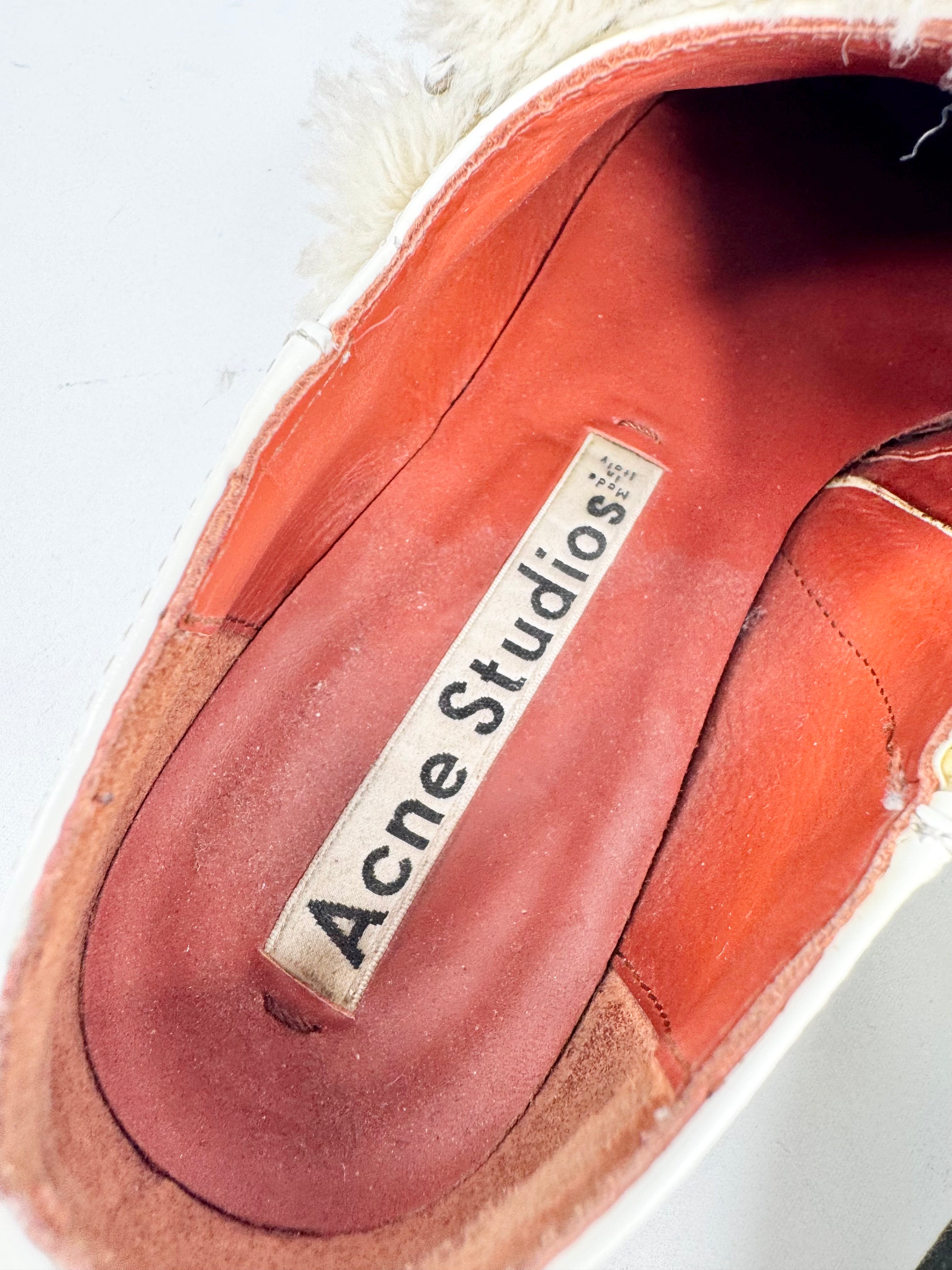 Acne Studios White 'Mascra' All Leather Fringe Monk Oxford Loafers - EU35