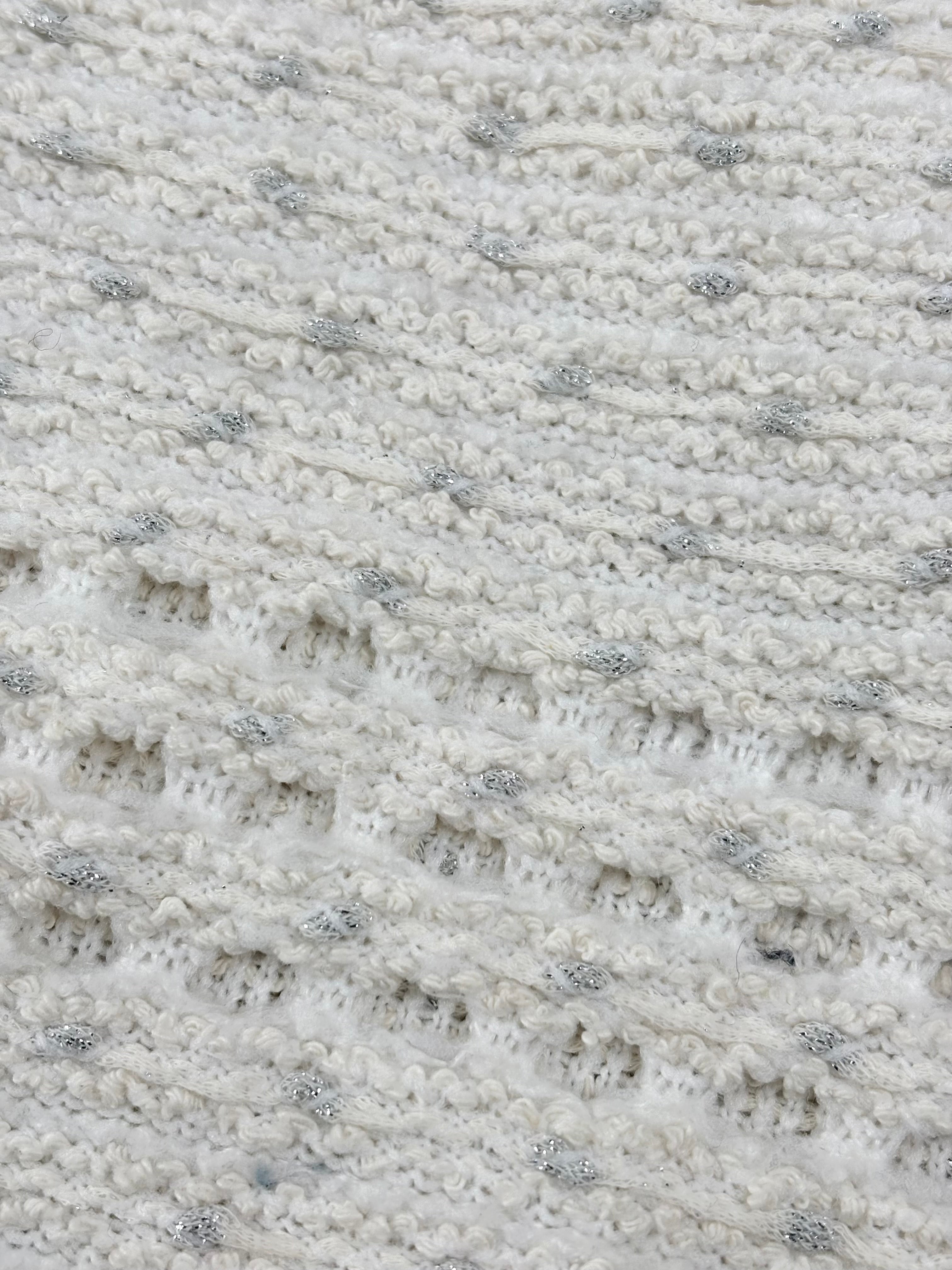 Massimo Dutti Cream & Silver Sparkly Crochet Knit Sweater - AU12