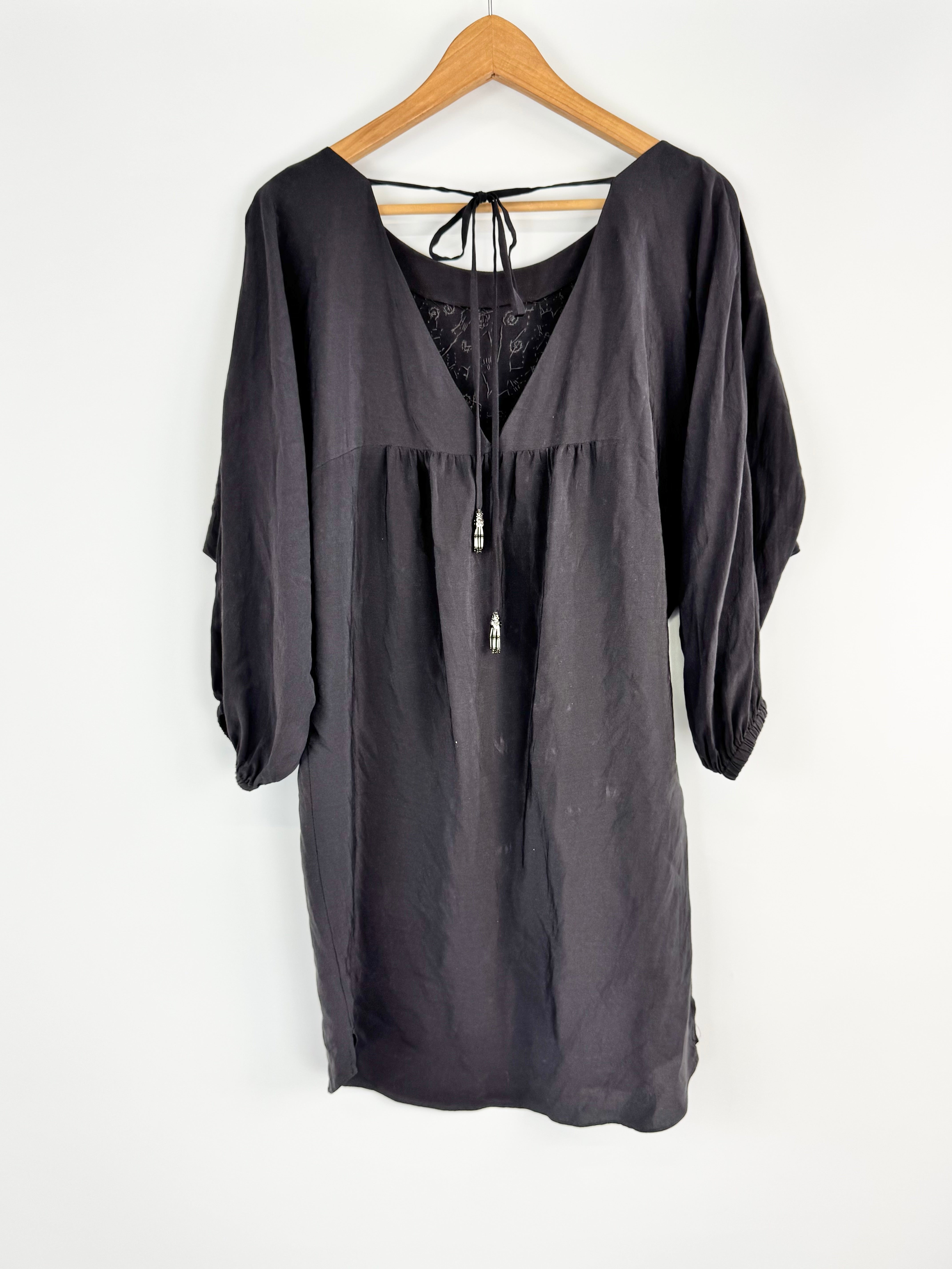 Rebecca Taylor Slate Grey Silk Sequin Embellished Tunic - AU10