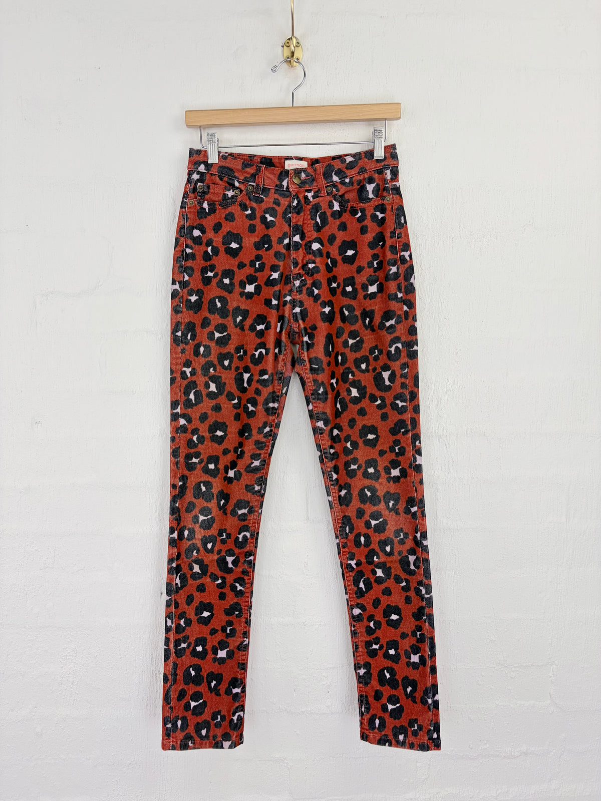 Gorman Dark Orange Leopard Print Corduroy Trousers - AU8
