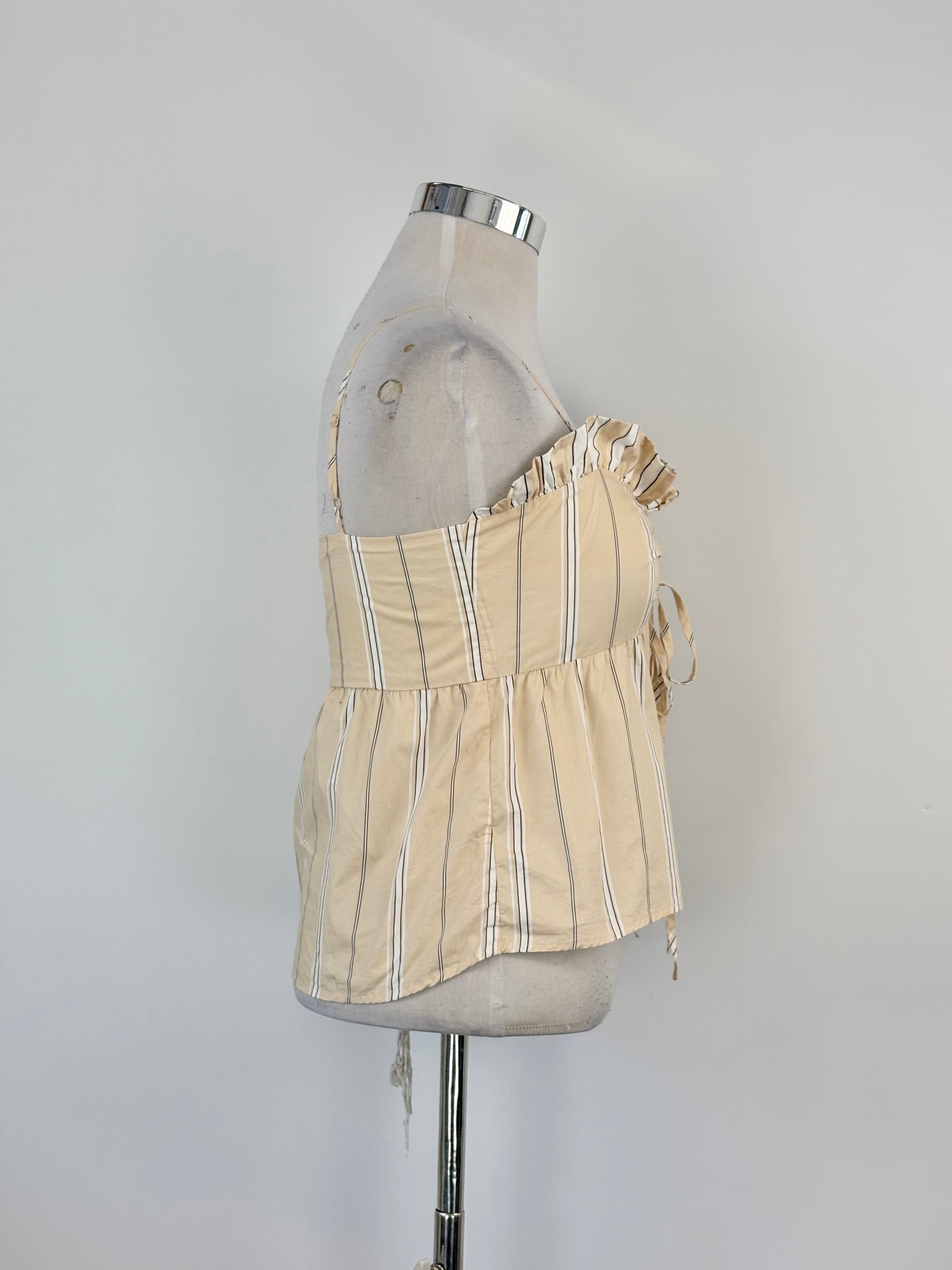 Maje Beige Striped Cropped Top - AU12