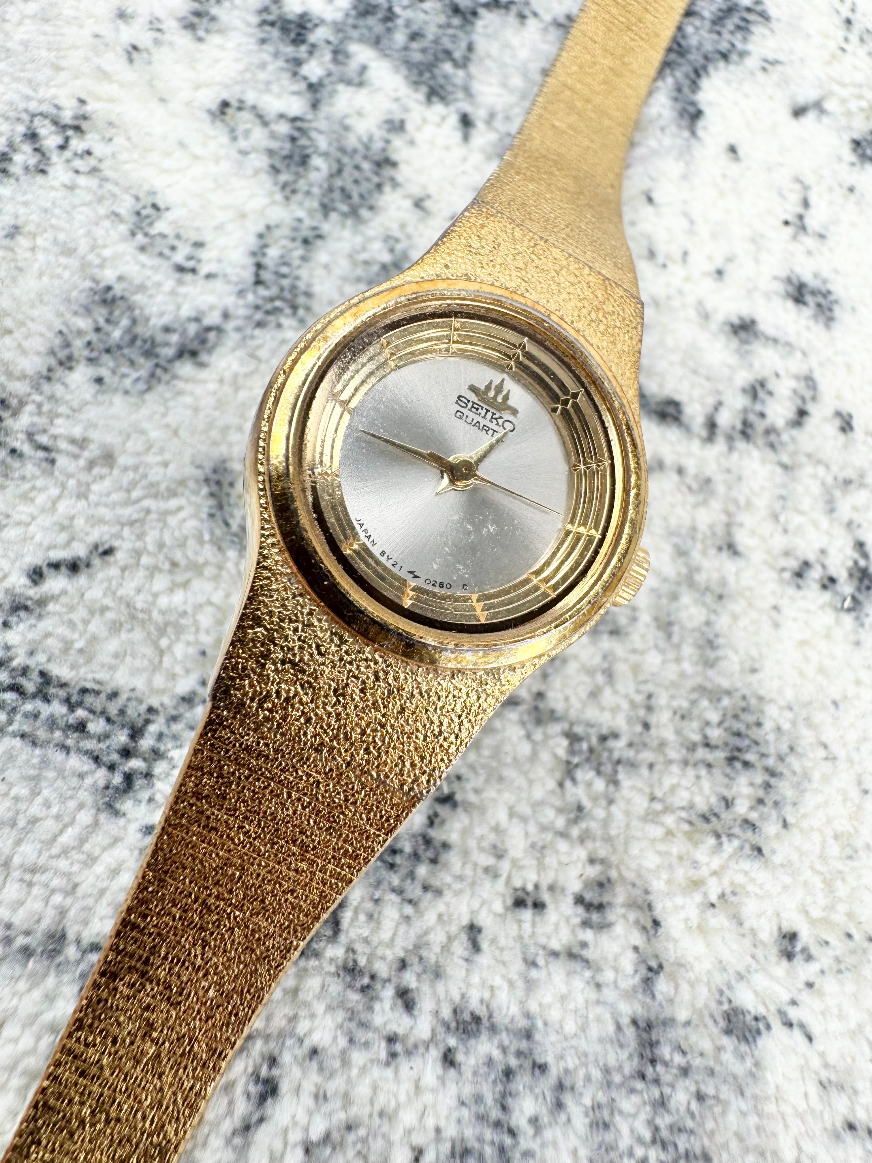 Vintage 80s Seiko 'Galaxy' Gold Toned Wristwatch