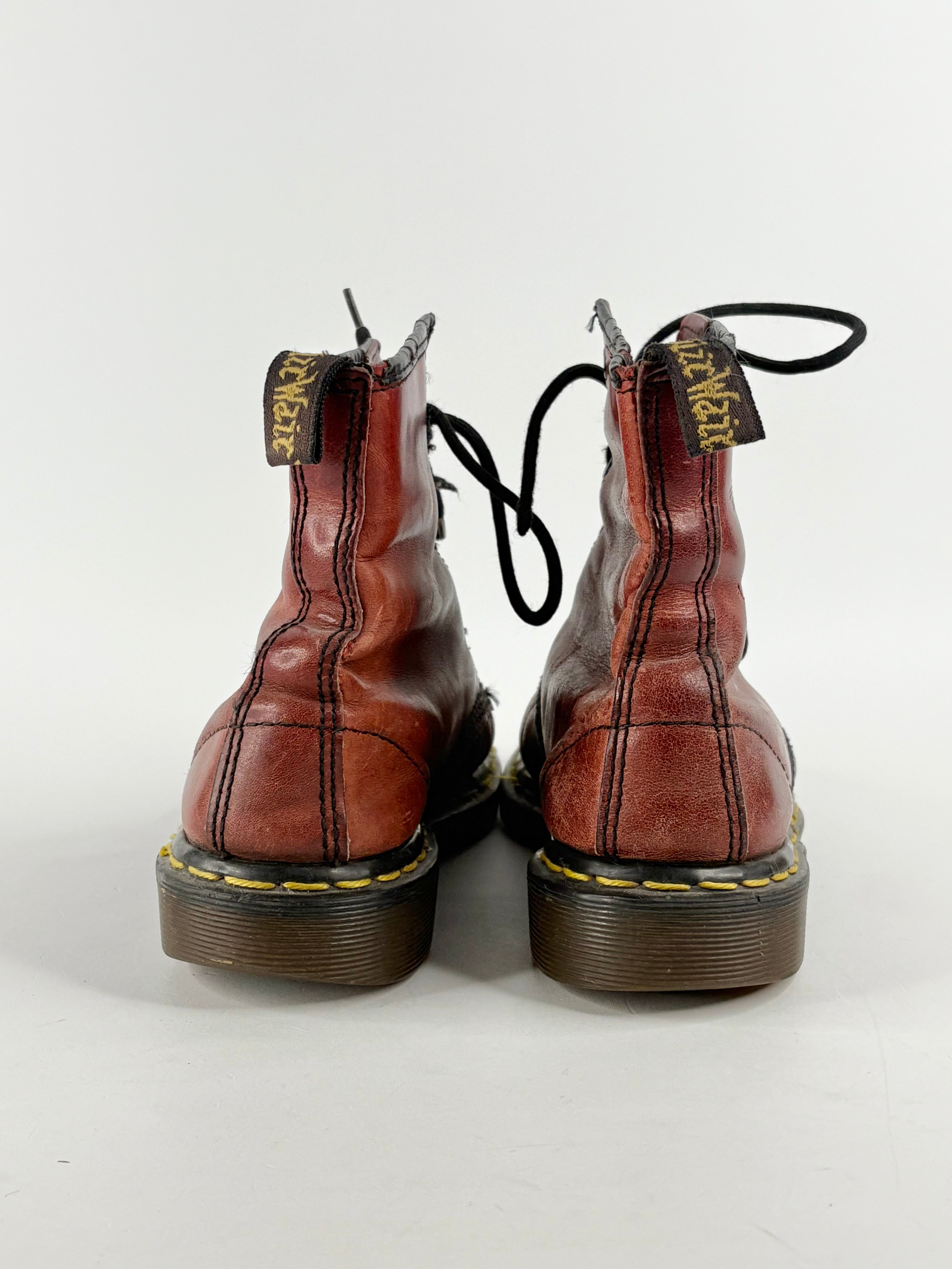 Dr. Martens Vintage Cherry Red Leather Lace Up Boots - EU38