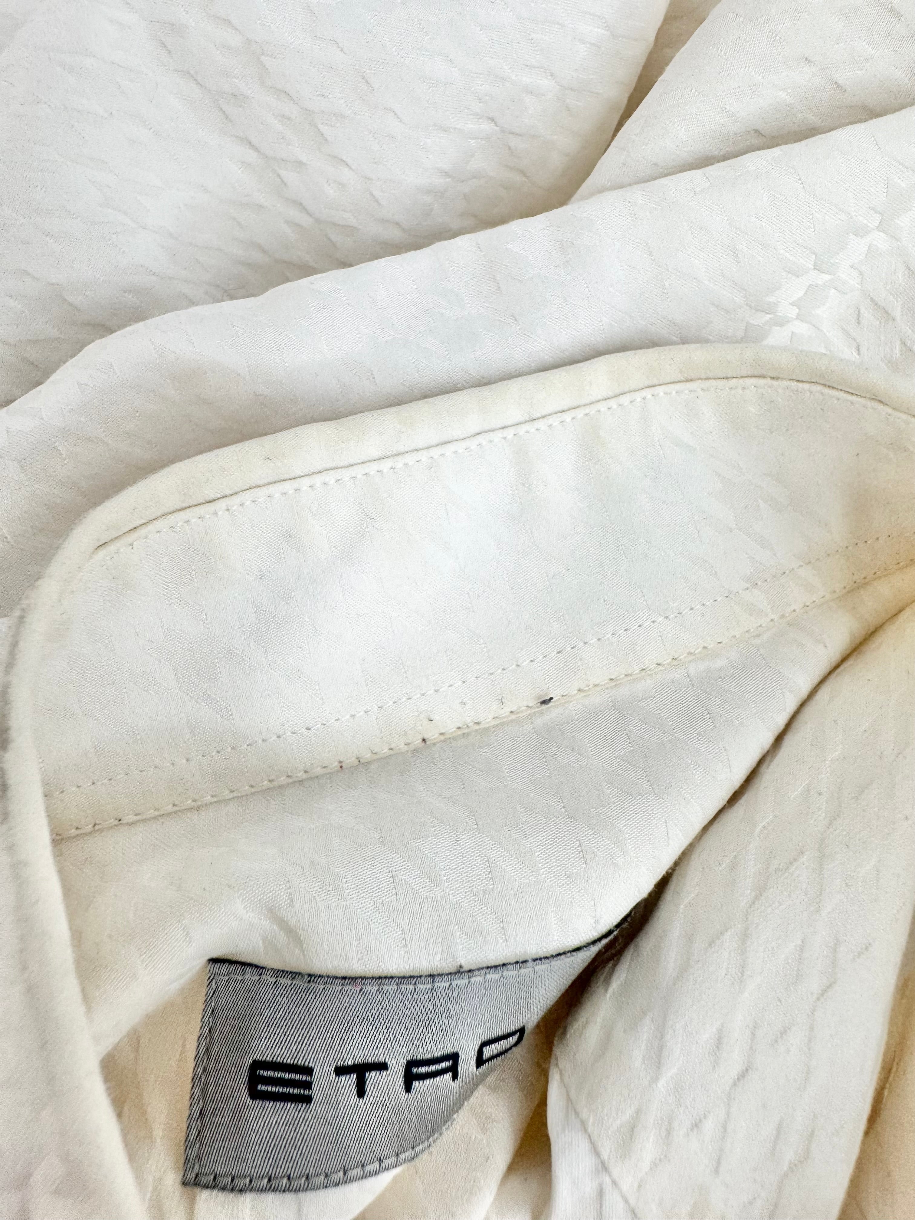 Etro Milano Cream Houndstooth Pattern Shirt - M