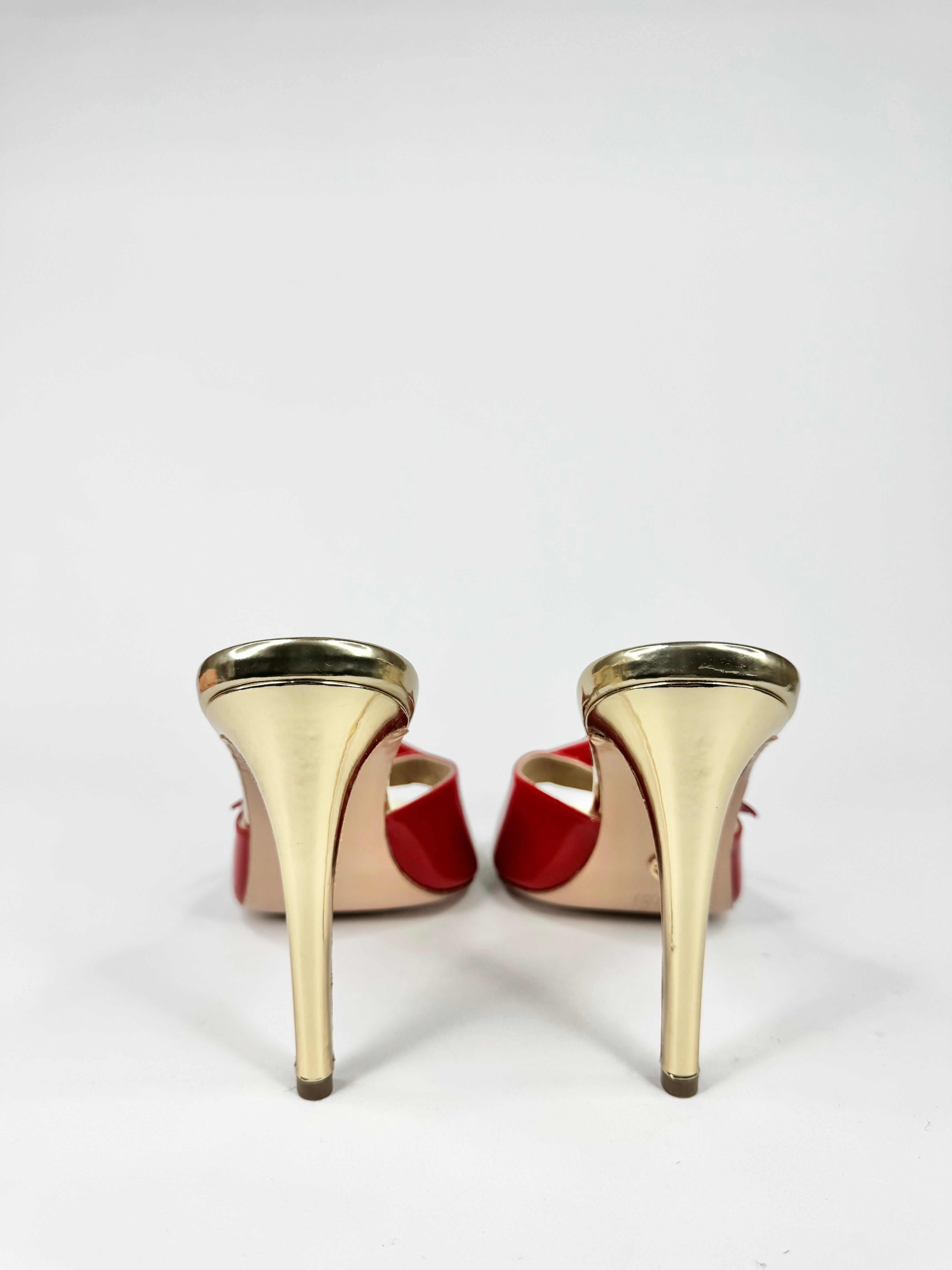 Valtadoros Crimson & Gold Slip-On Mules - EU41