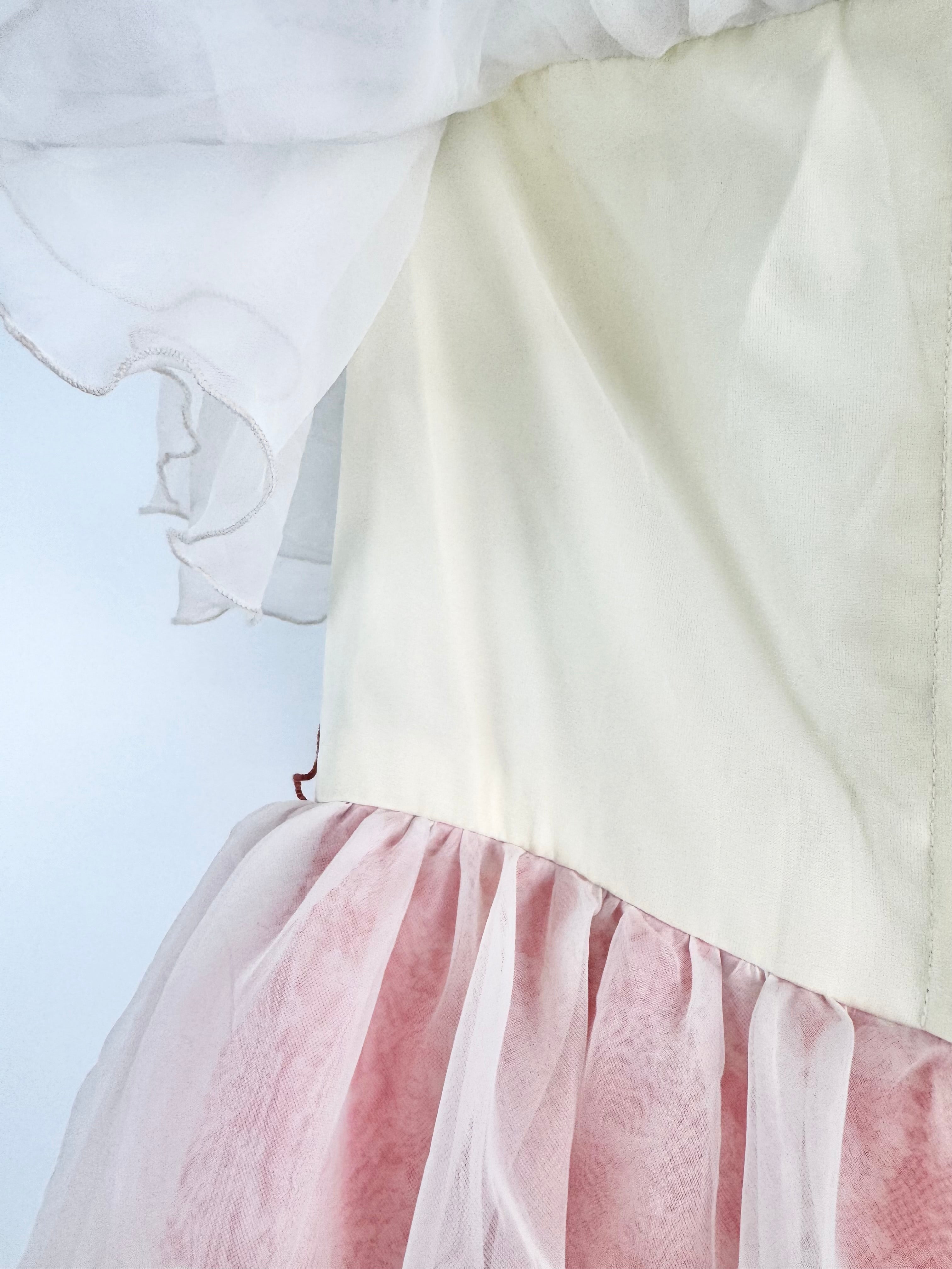 Vintage Strapless Frilled Floral Maxi-Dress - AU6/8