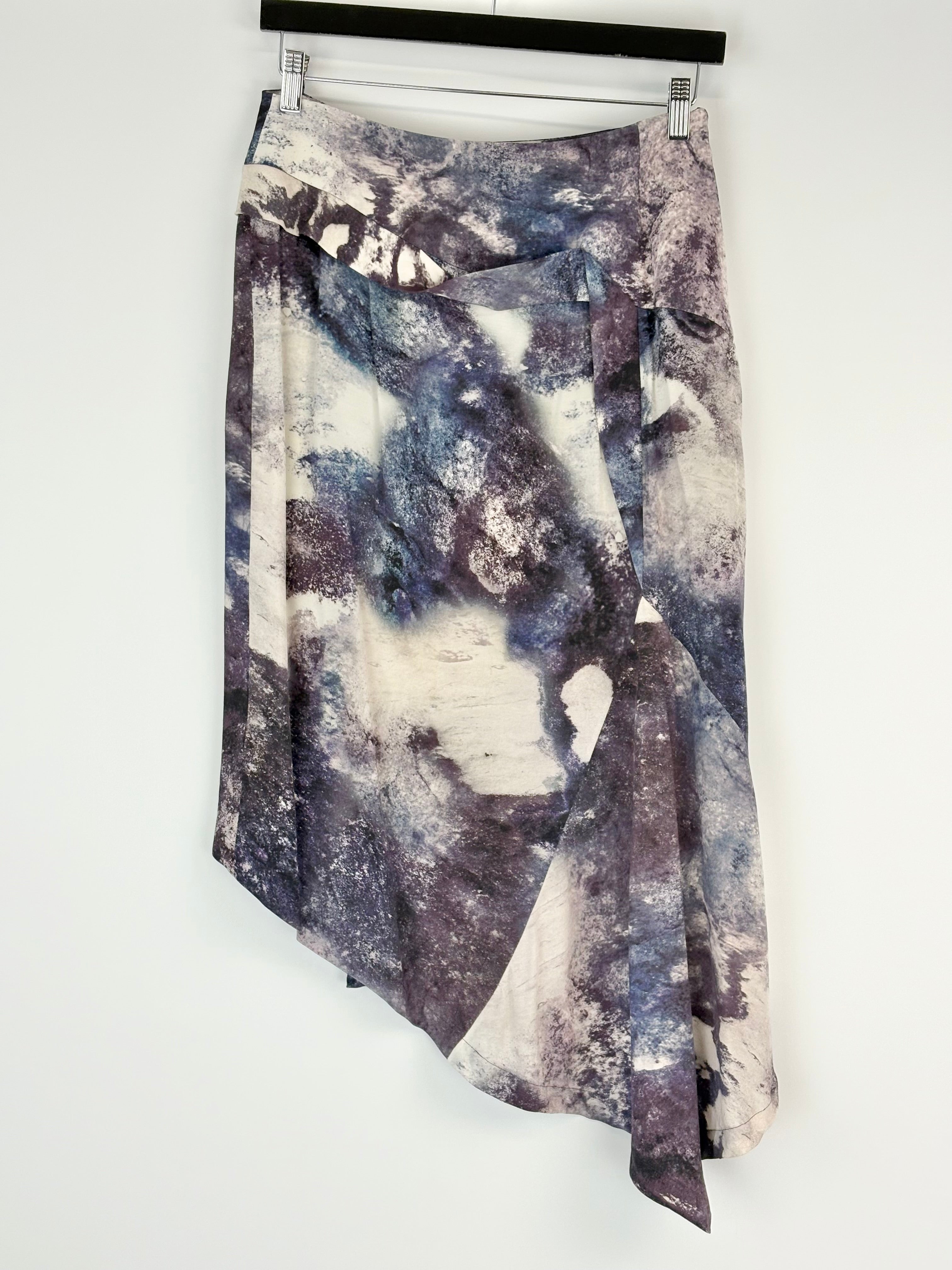 Willow Abstract-Print Asymmetric Midi Skirt - AU10