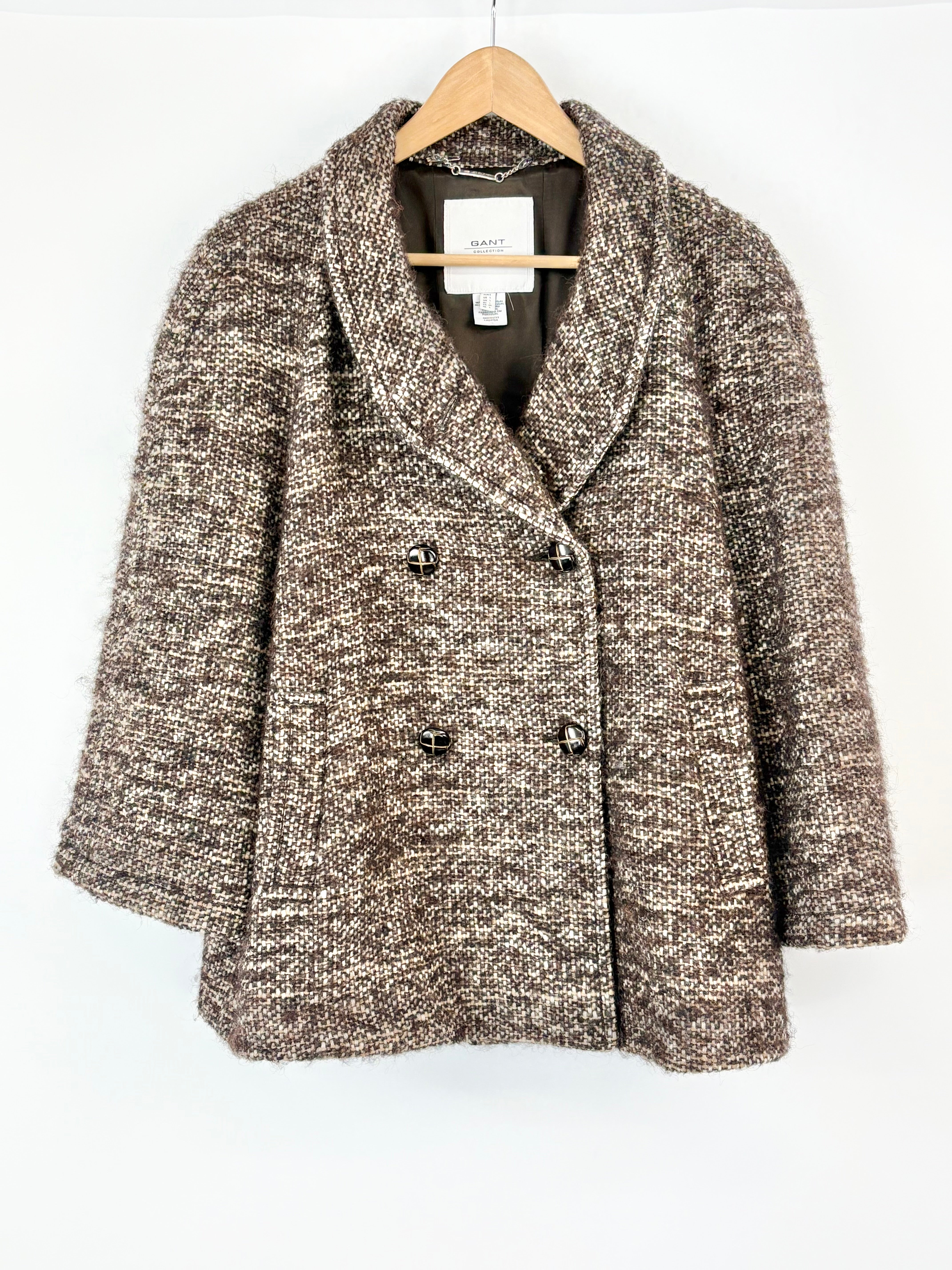 Gant Collection Cropped Earth-Toned Tweed Blazer - L