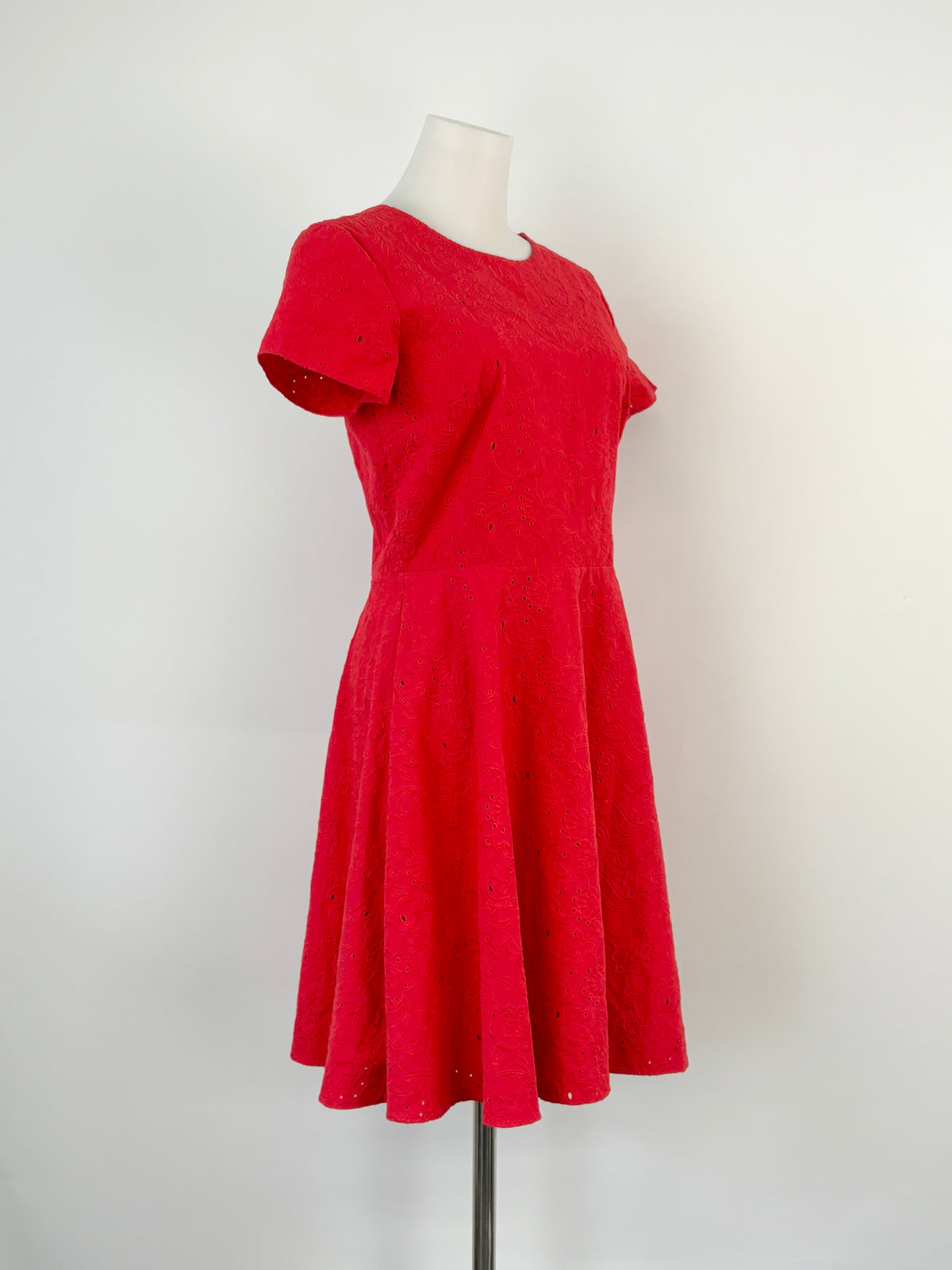 Armani Exchange Red Embroidered-Florals Midi Dress - AU8