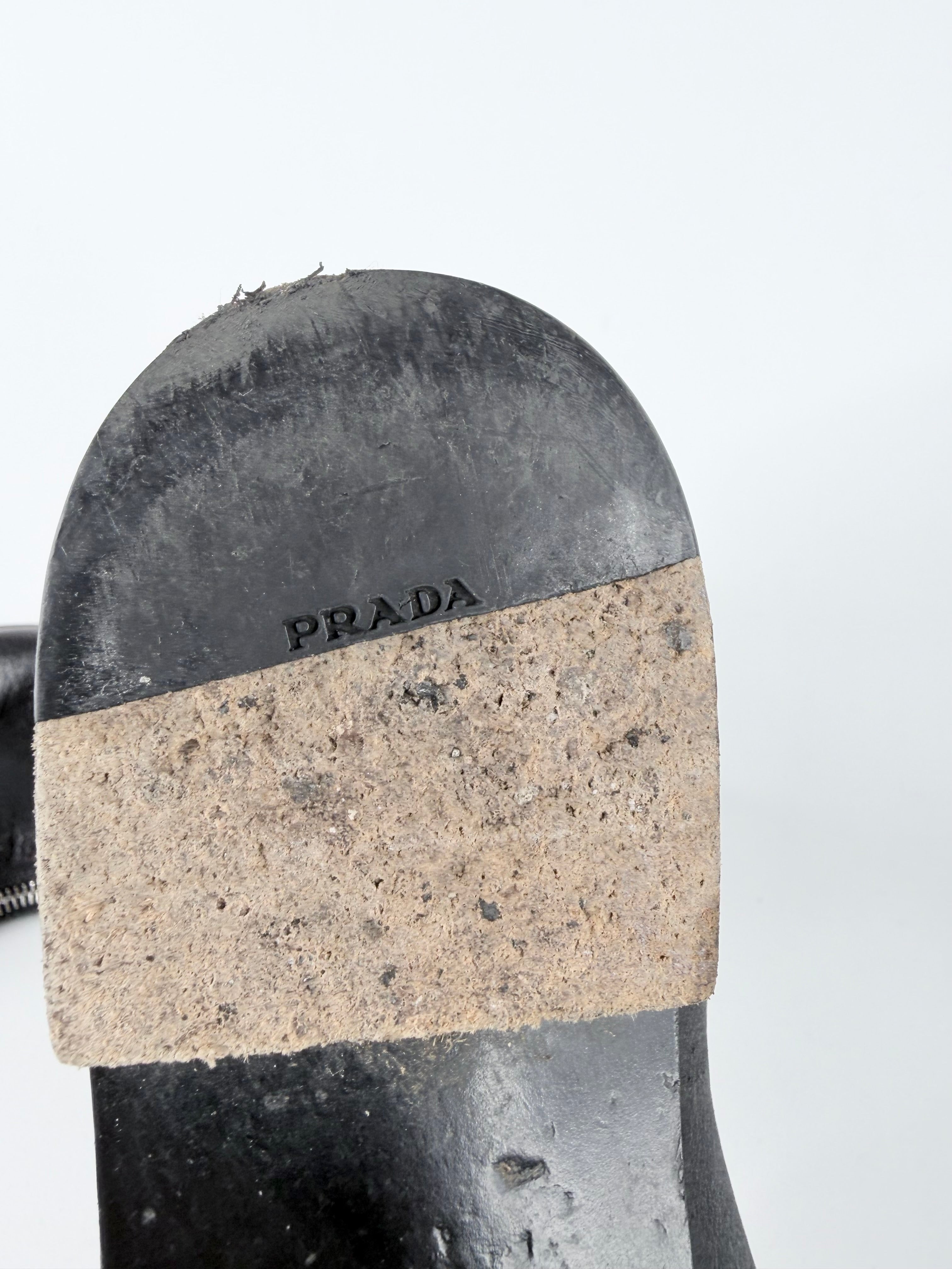 Prada Black Leather Thigh High Riding Boots - EU38