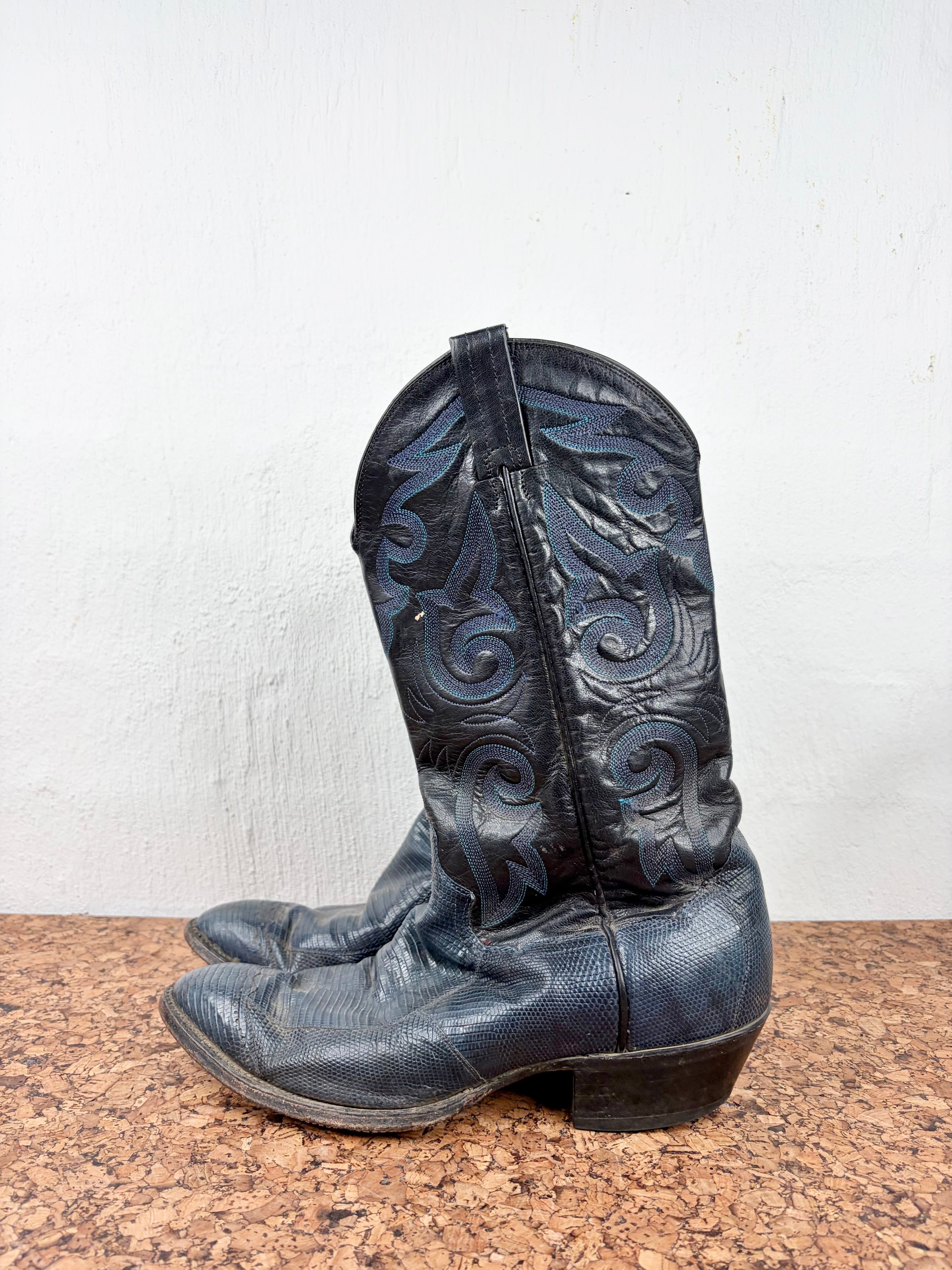 Vintage Panhandle Slim Black and Blue Cowboy Boots - EU39/40