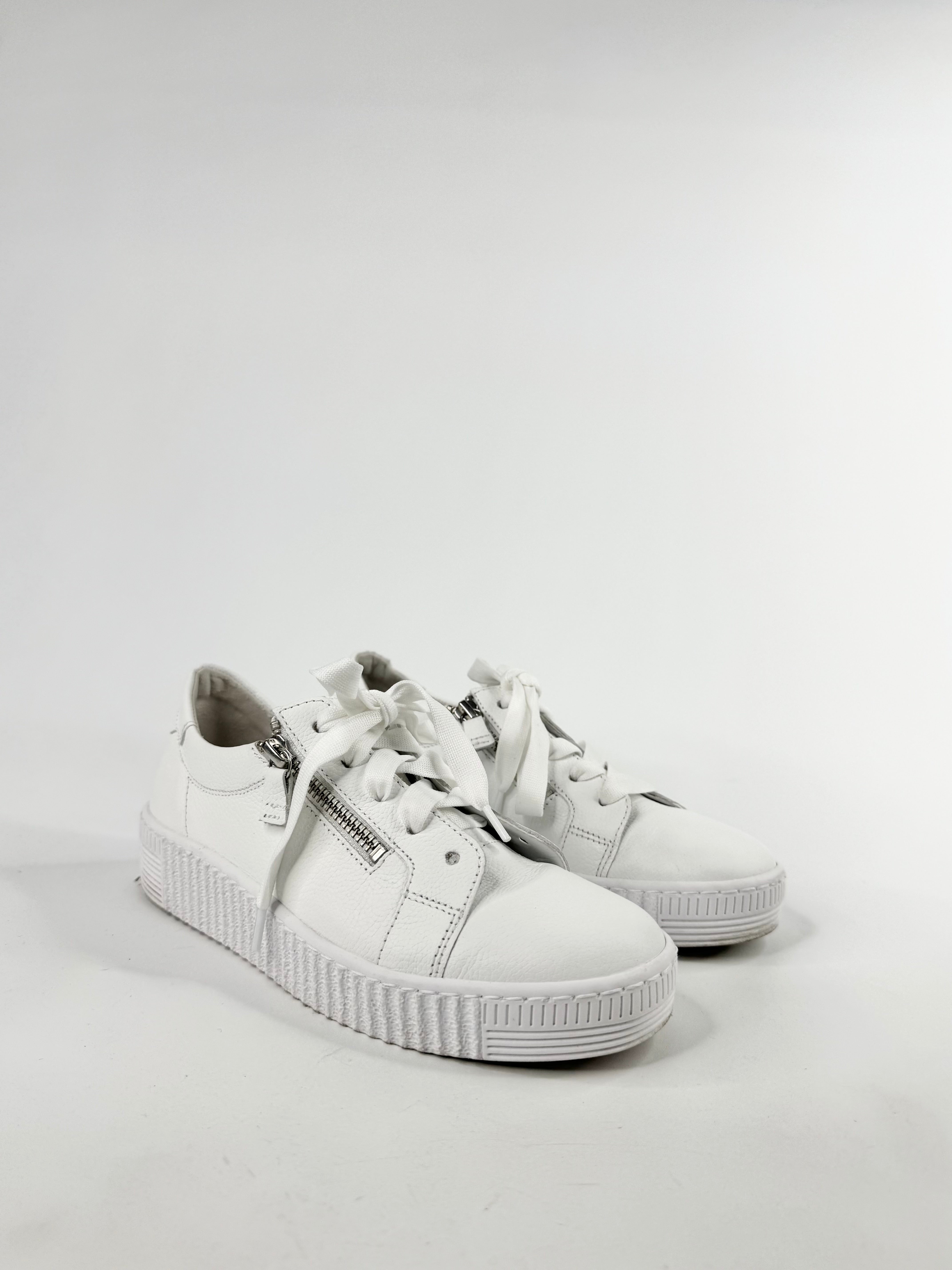 Garbor White Zipper Sneakers - 4