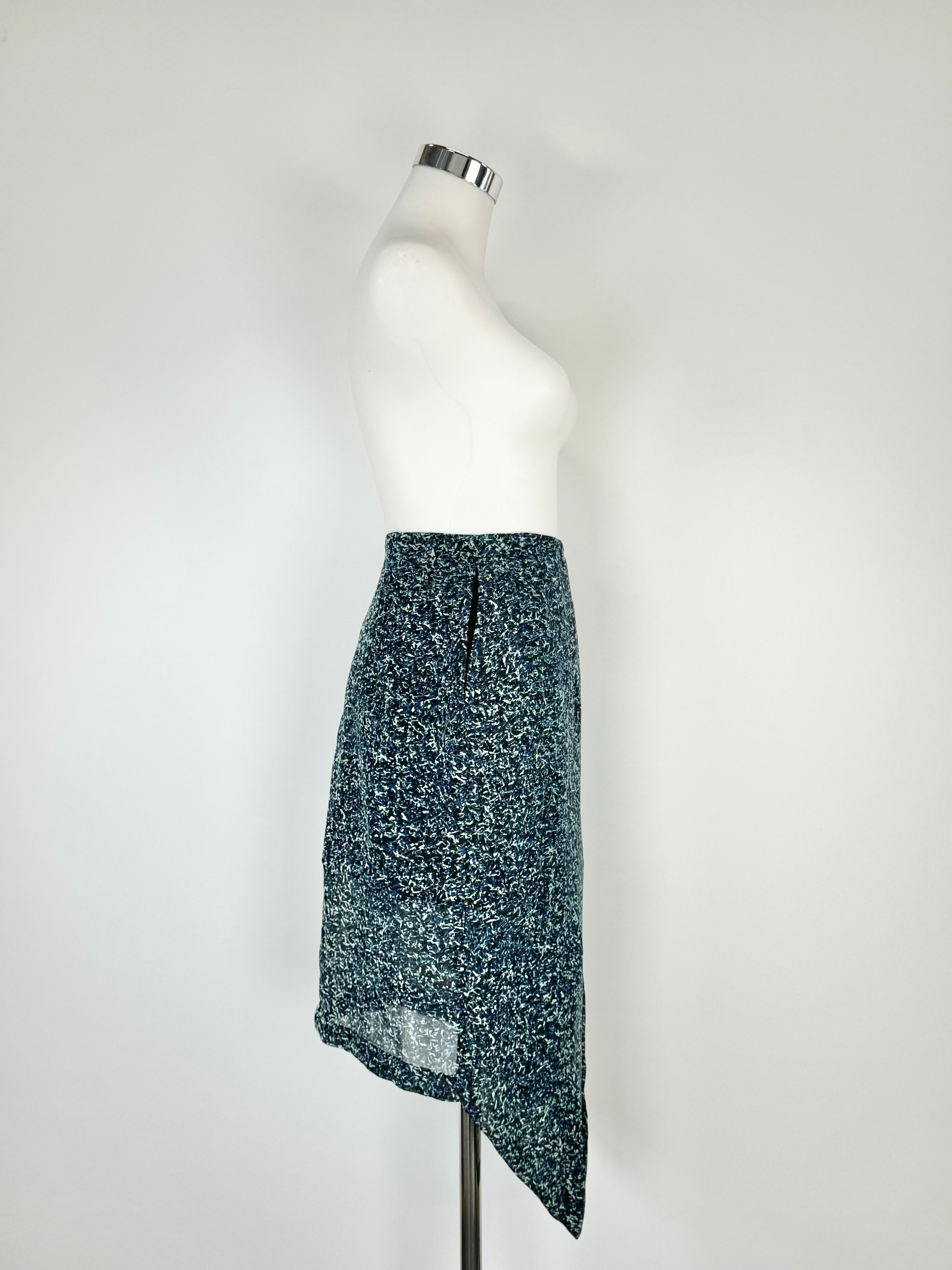 Dion Lee Blue & Green Sheer Asymmetrical Hem Pencil Skirt - AU8