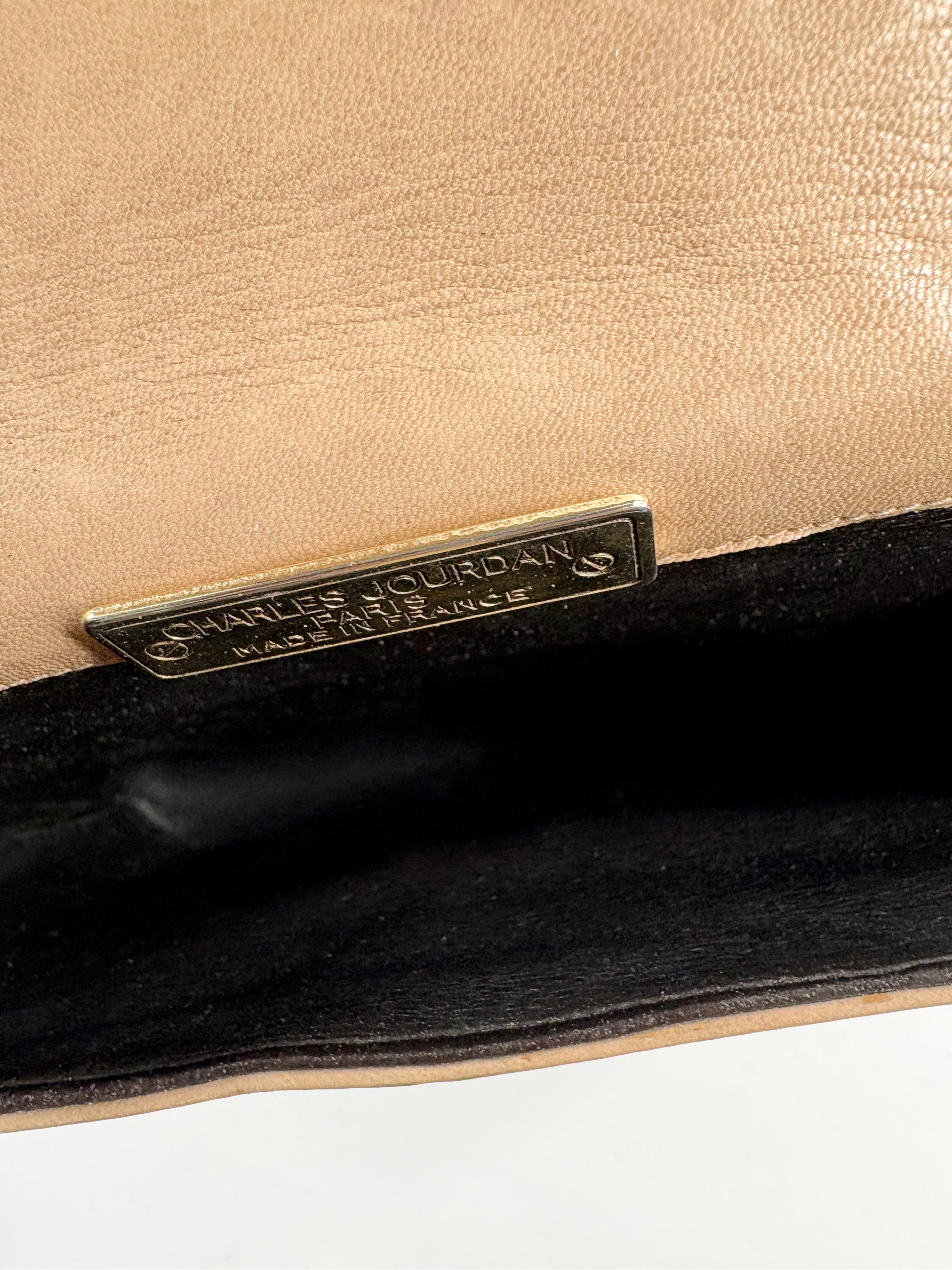 Charles Jourdan Beige Leather Mini Envelope Crossbody Bag