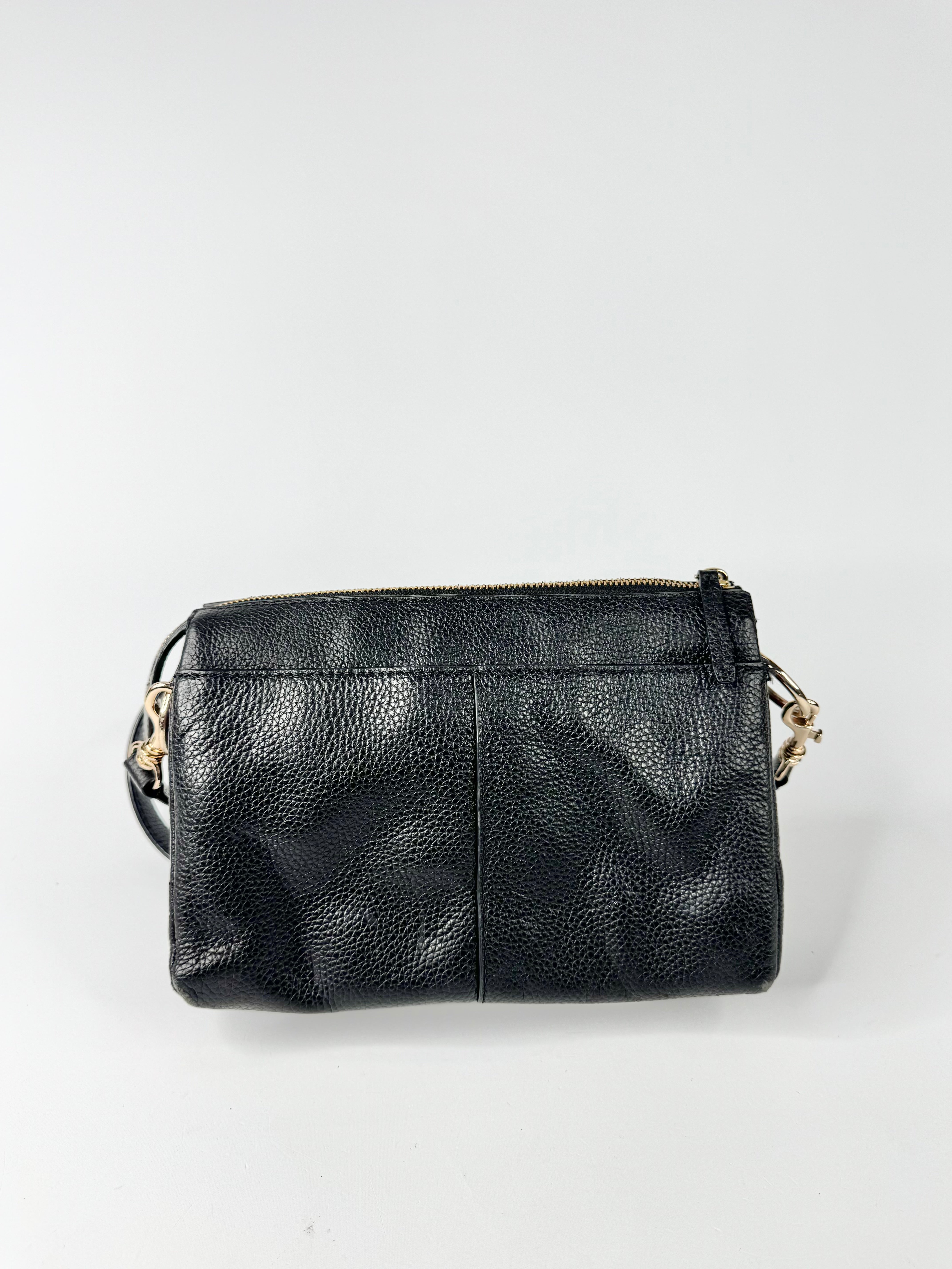 Oroton Black Grained Leather Cross Body Bag