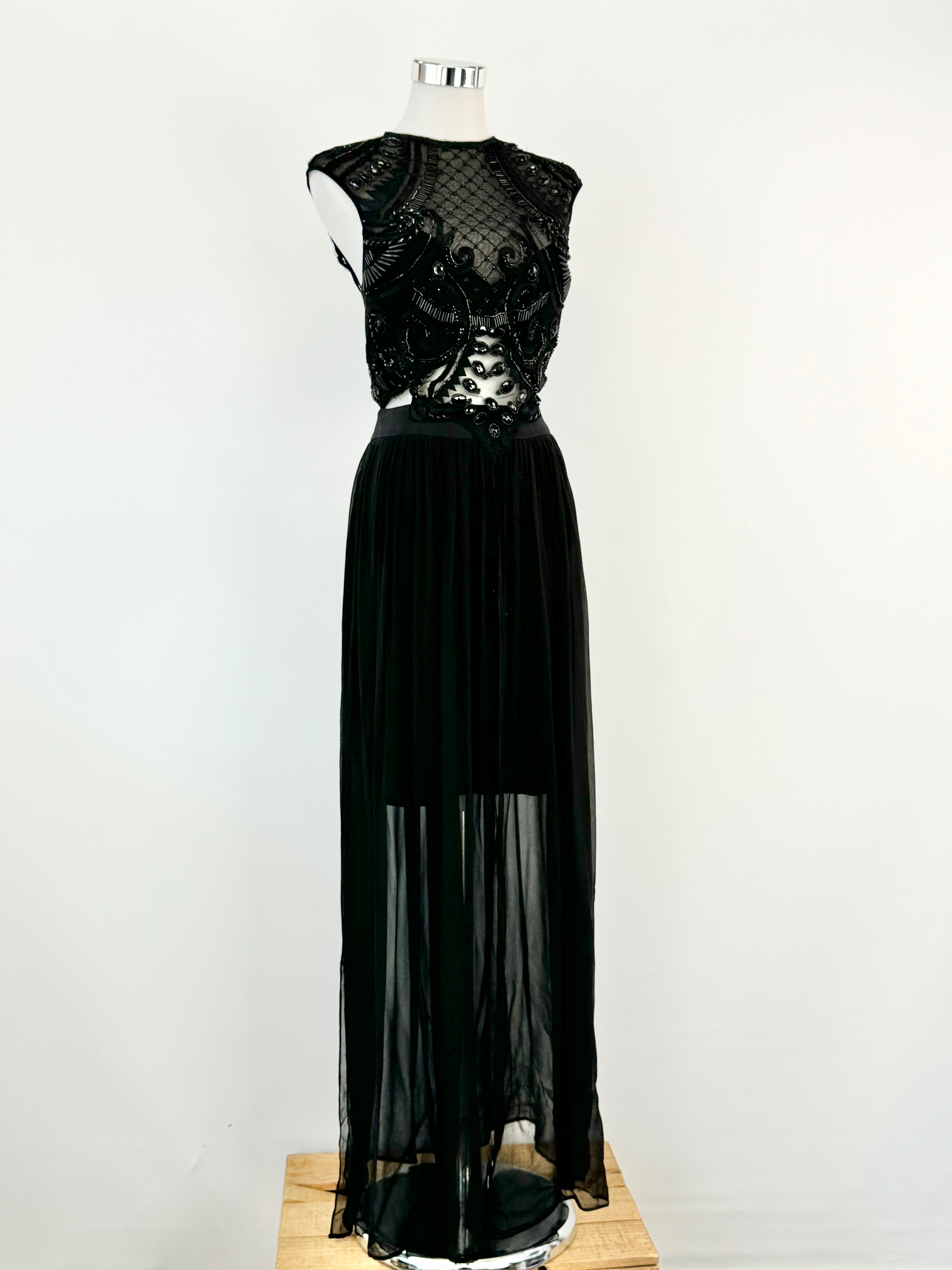 Thurley Black Beaded Cocktail Dress - AU10