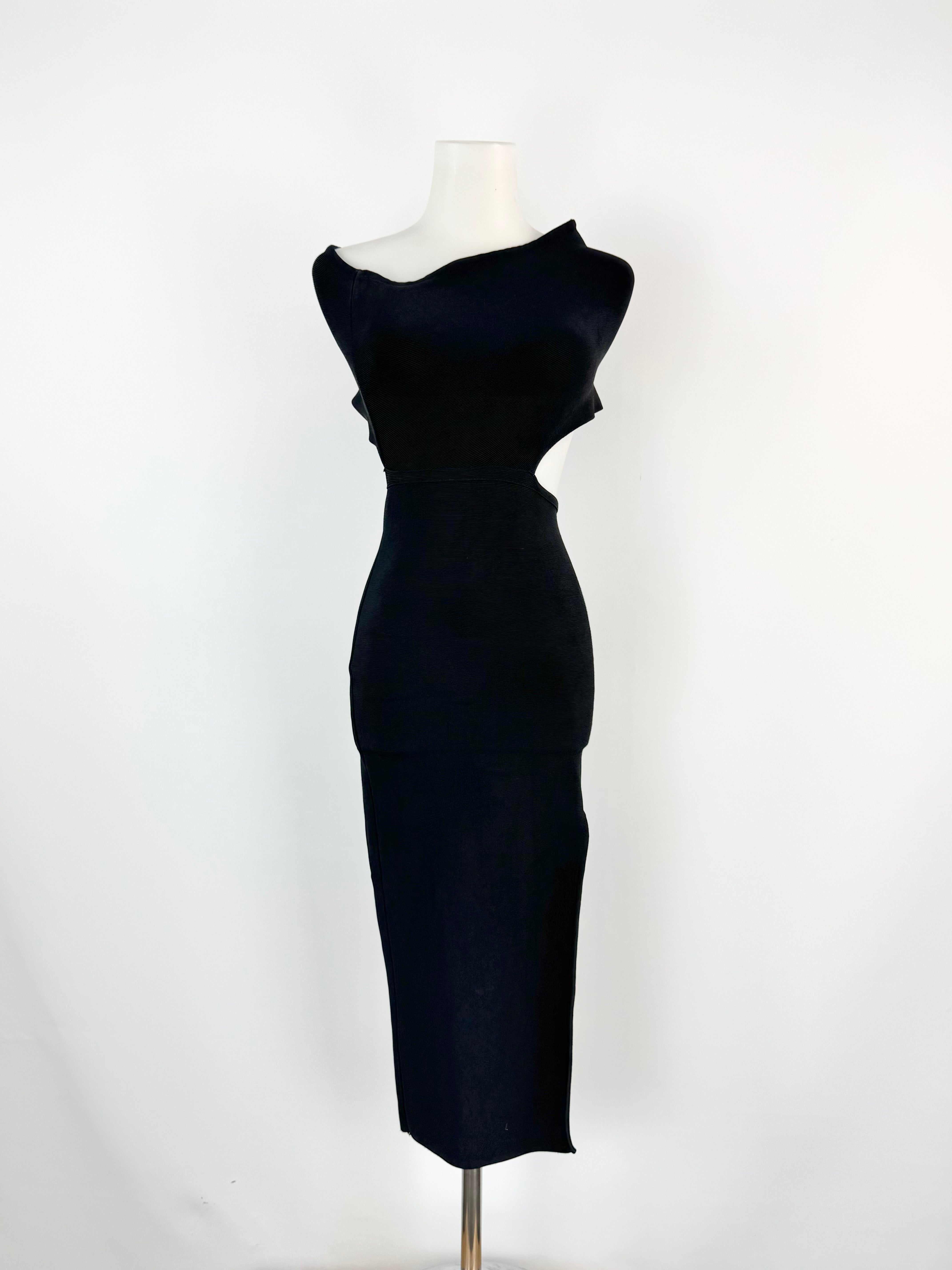 Herve Leger Black Off-Shoulder Bodycon Mini Dress - AU8