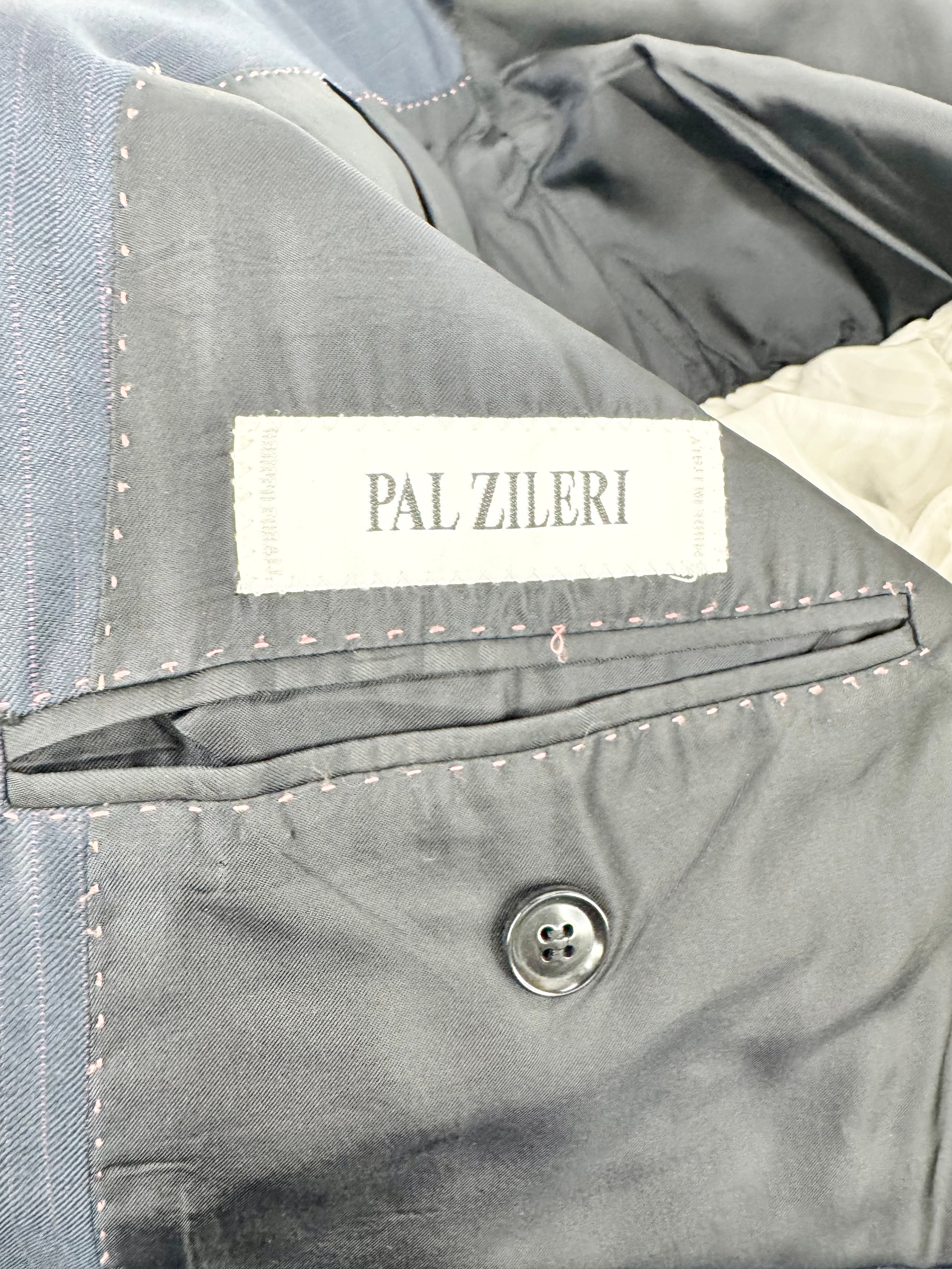 Pal Zileri Blue Pinstriped Wool Blazer - L