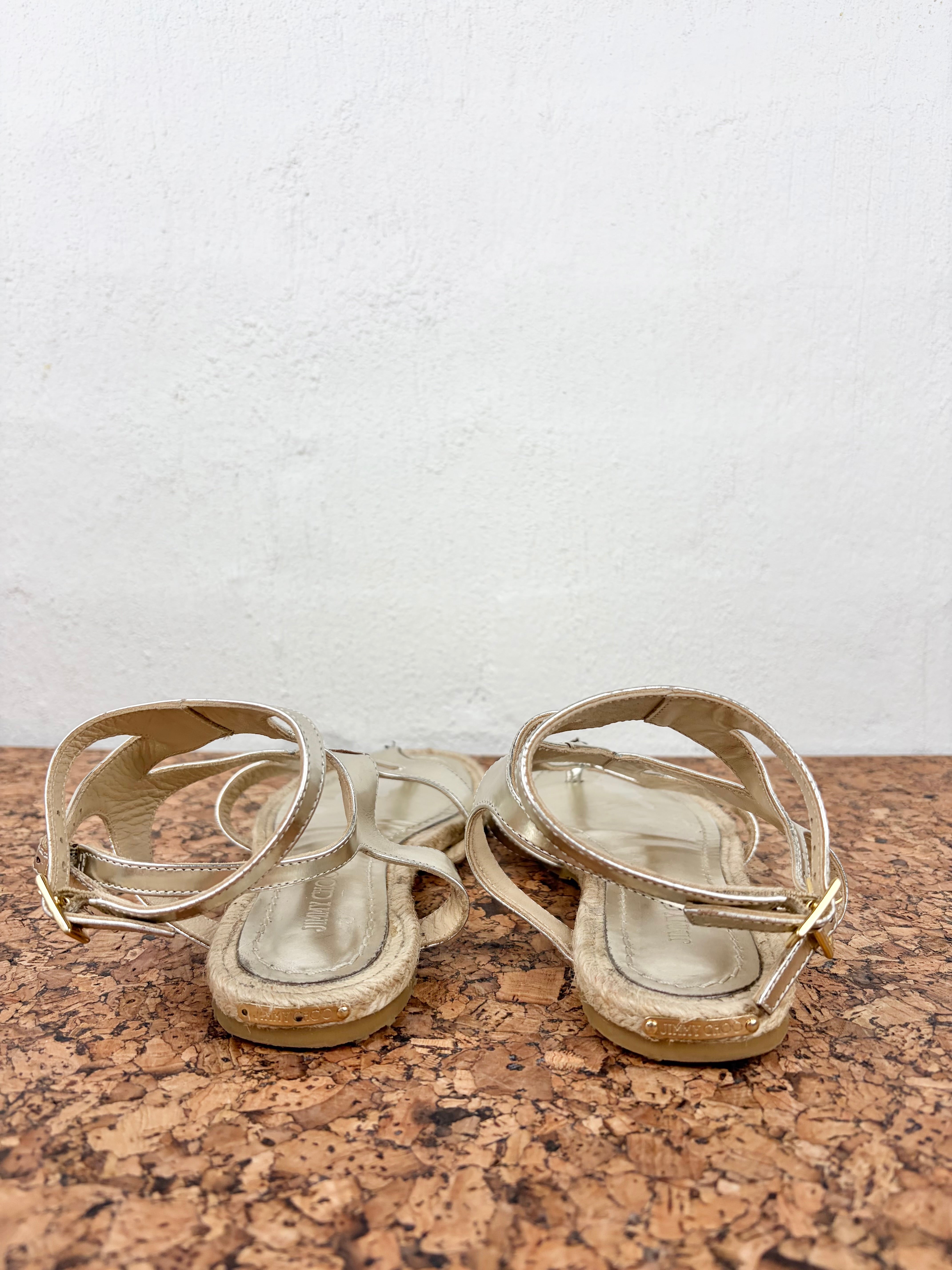 Jimmy Choo Metallic Silver Gladiator Sandal - EU38