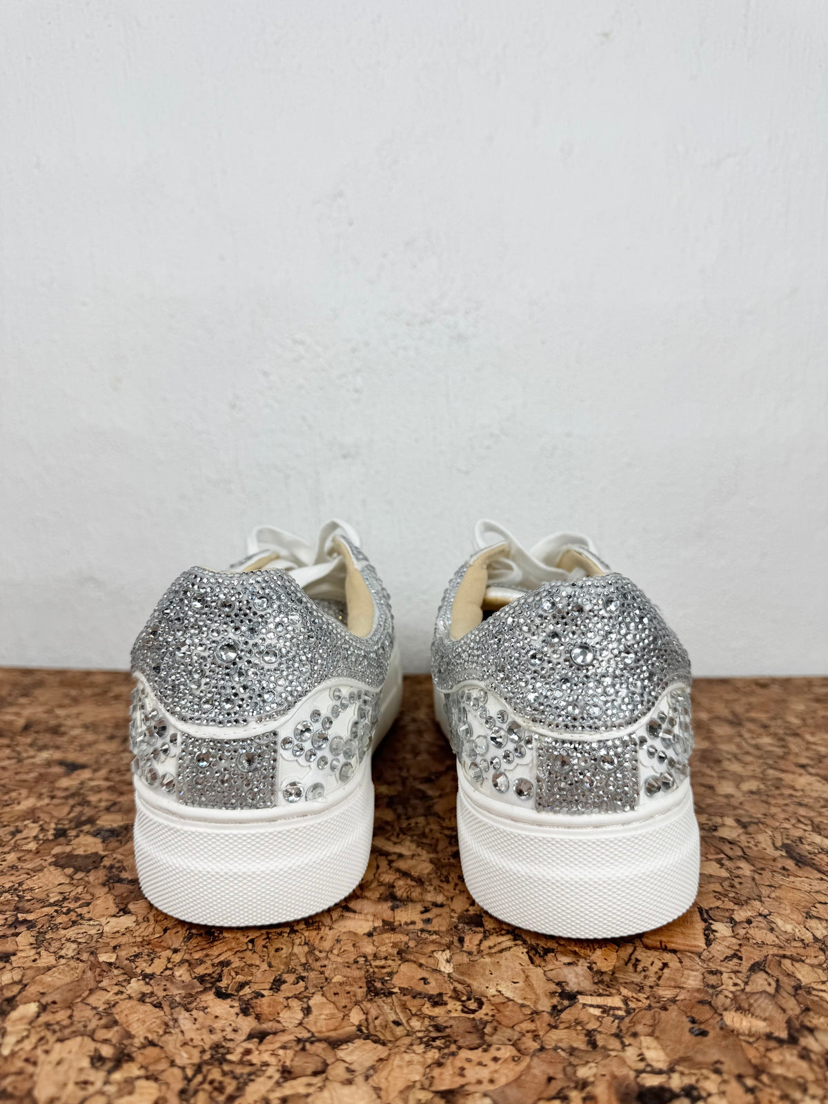 Betsy Johnson White Rhinestone Platform Sneakers - EU40