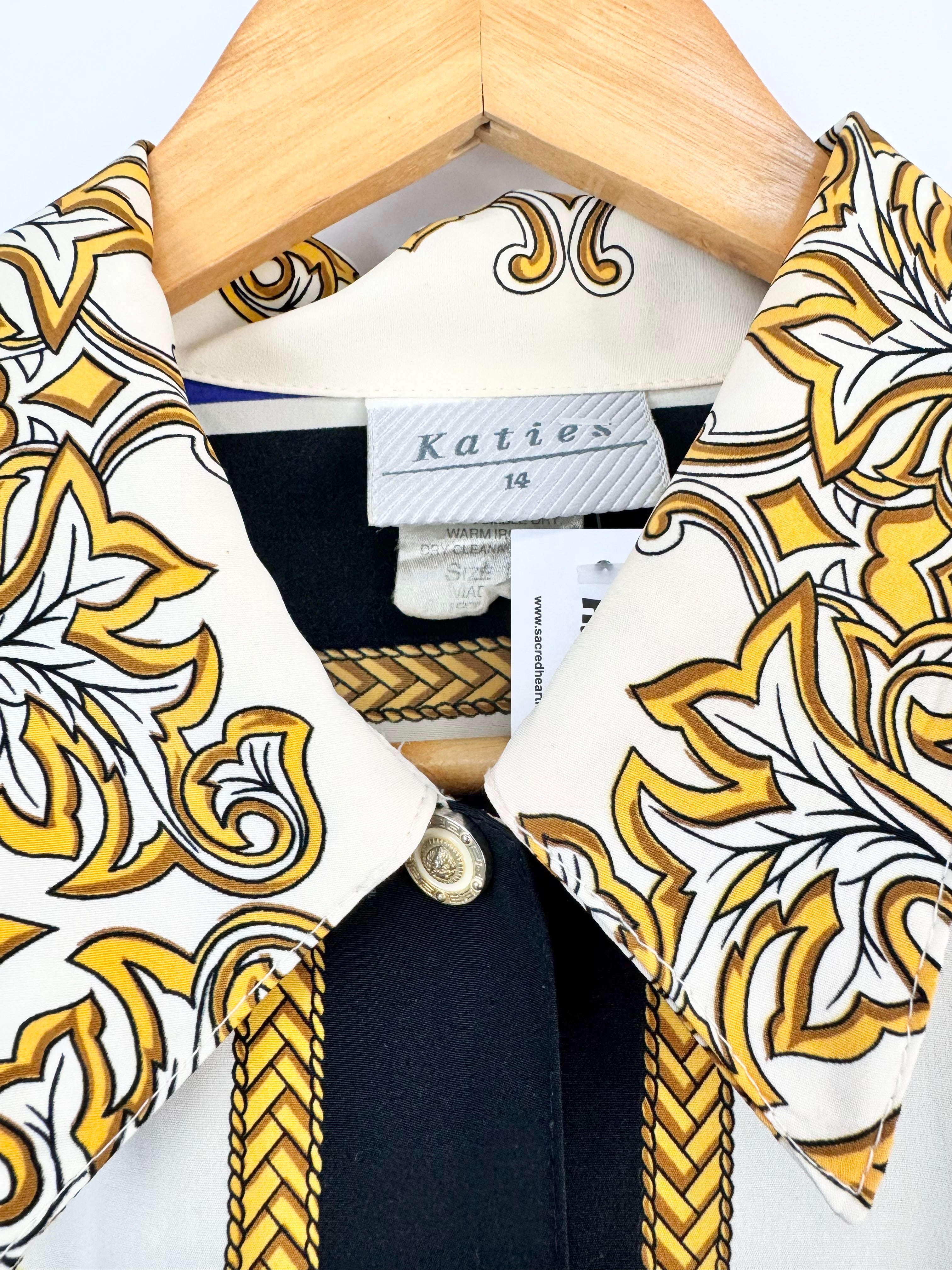 VINTAGE KATIE LONG SLEEVE WITH BAROQUE STYLE PRINT -AU14