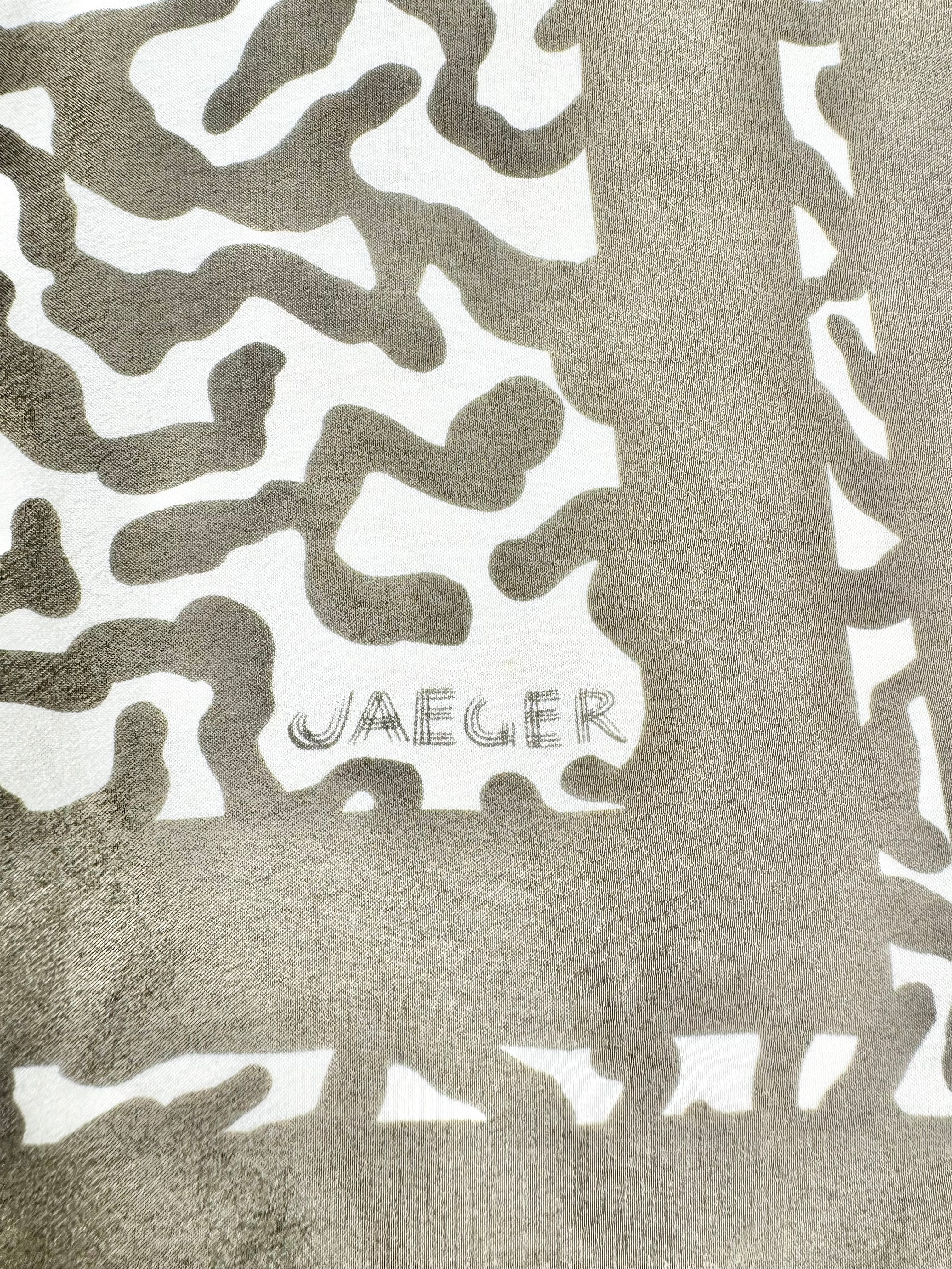 Vintage Jaeger Taupe & Cream Abstract Patterned Scarf