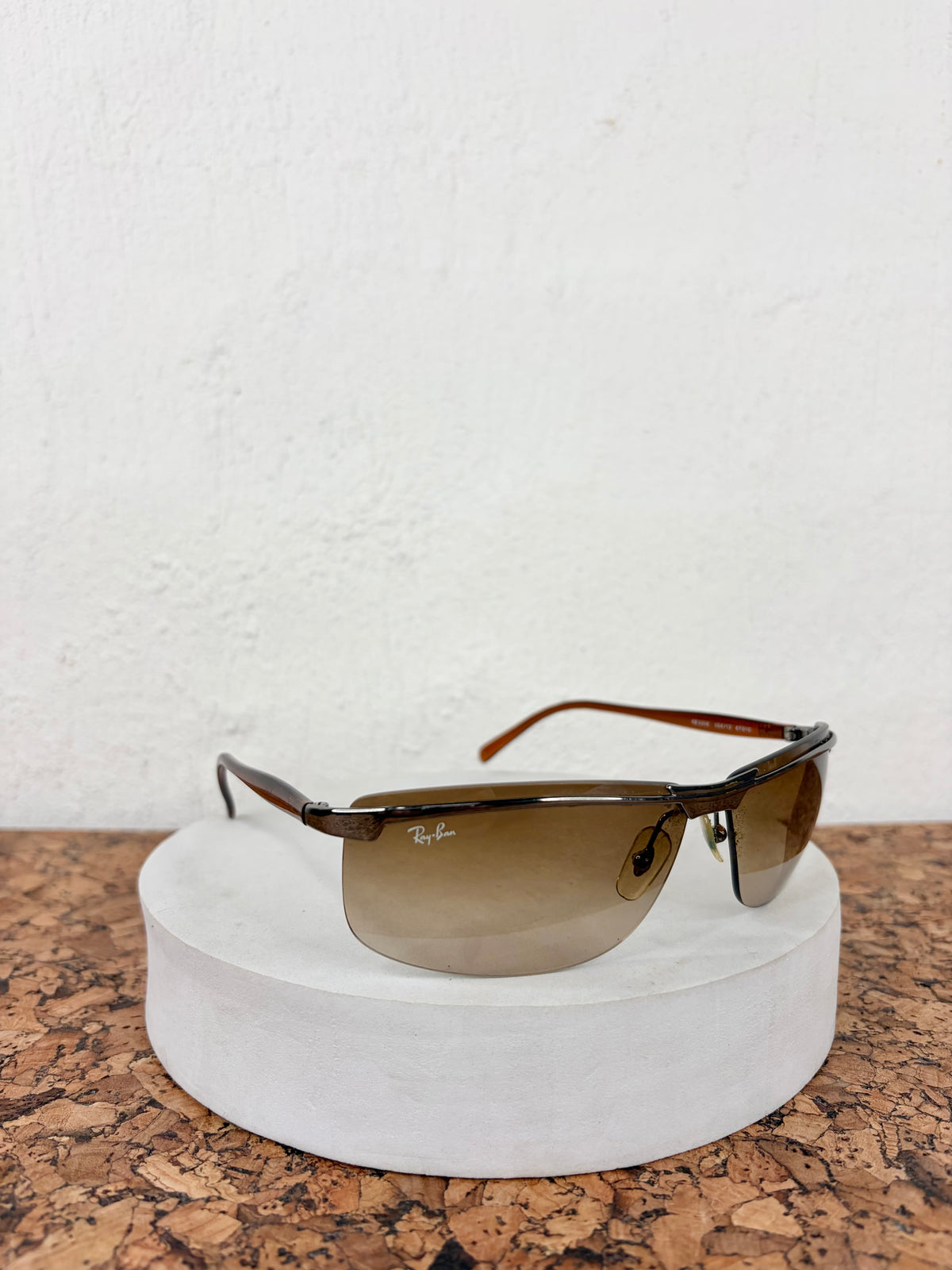 Ray-Ban 3308 Discontinued Rimless Shield Gradient Sunglasses