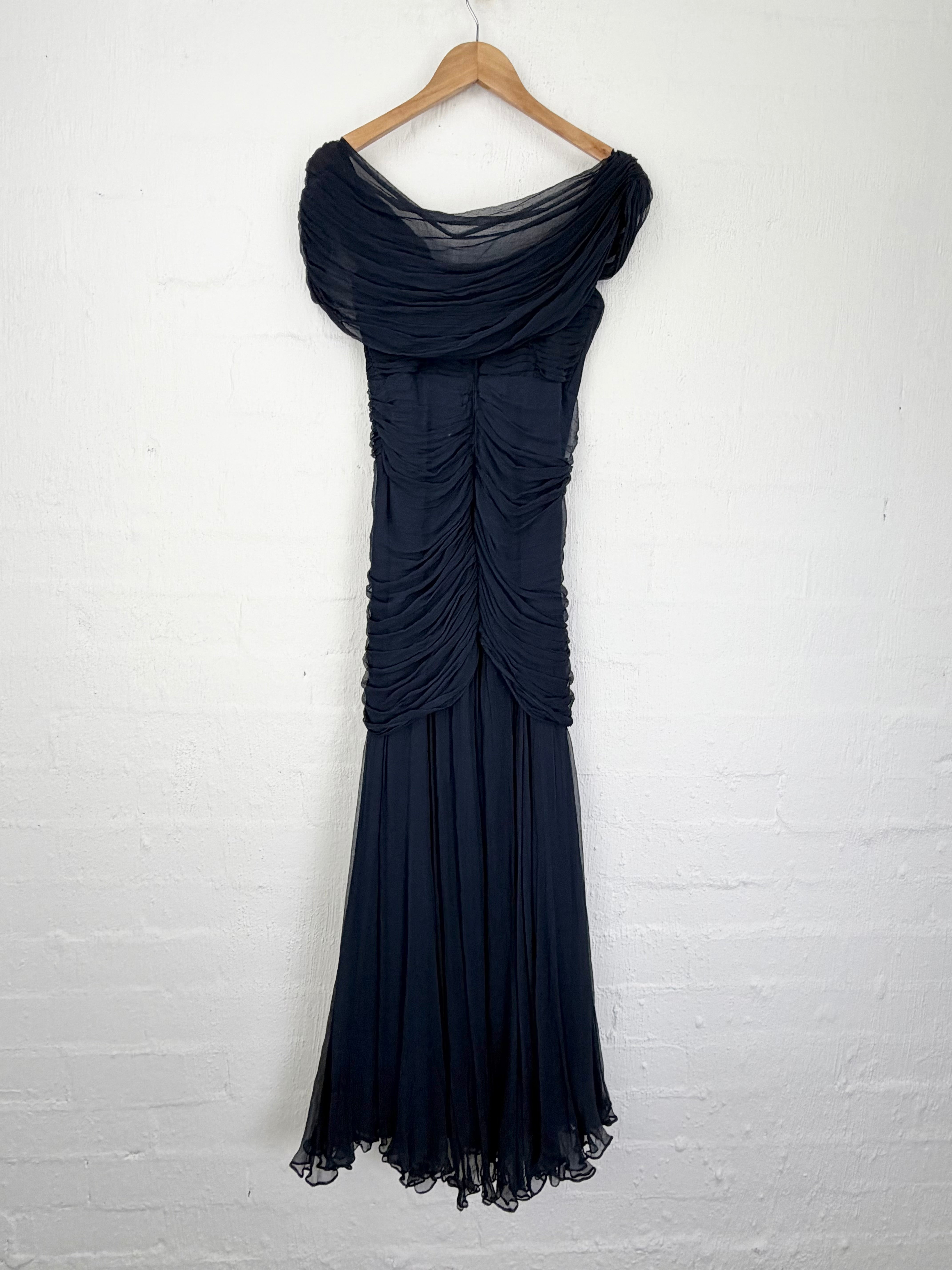 Tadashi Shoji Midnight Navy Draped Gown - AU6/8